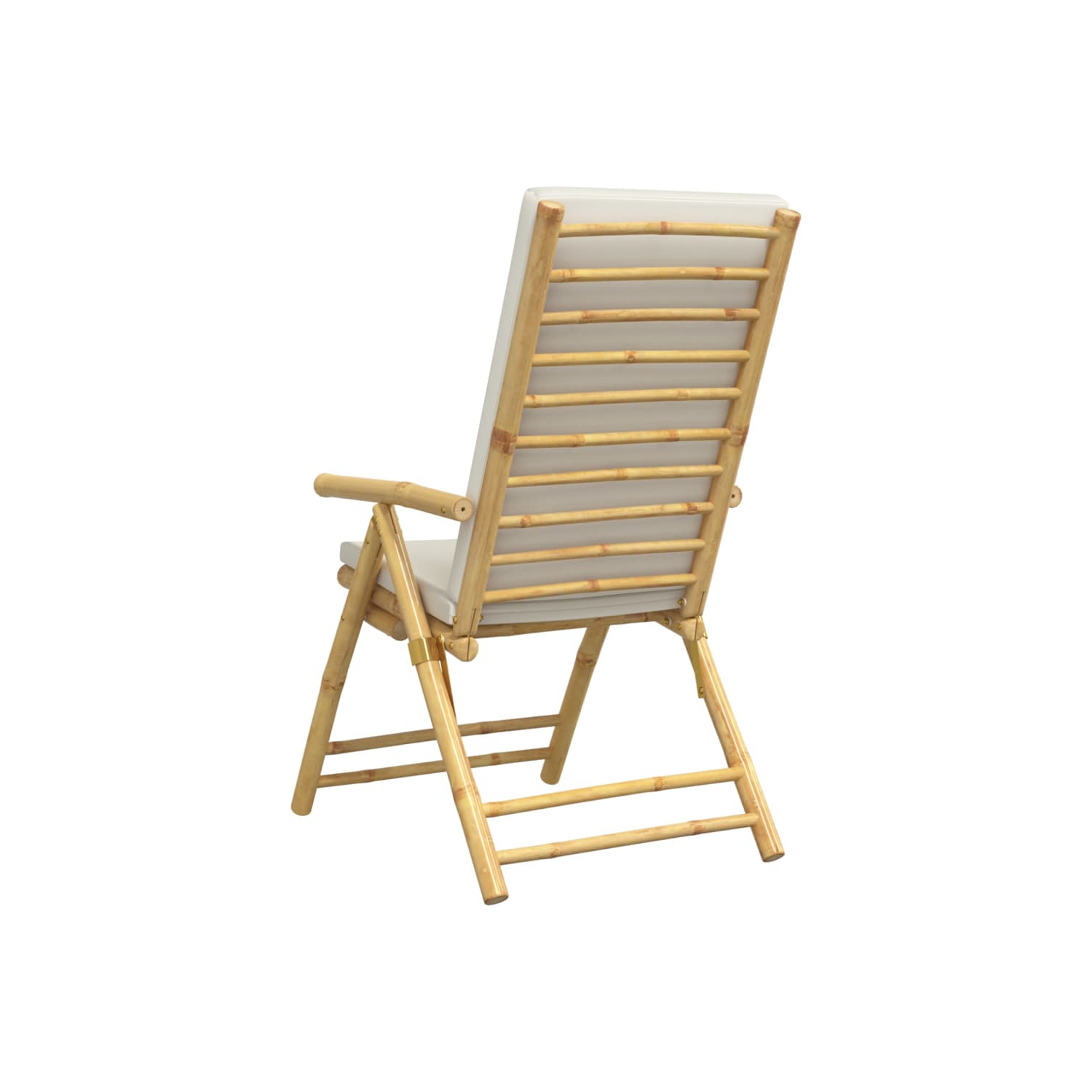 vidaXL 4 Piece Folding Reclining Chairs with Cream White Cushions Bamboo