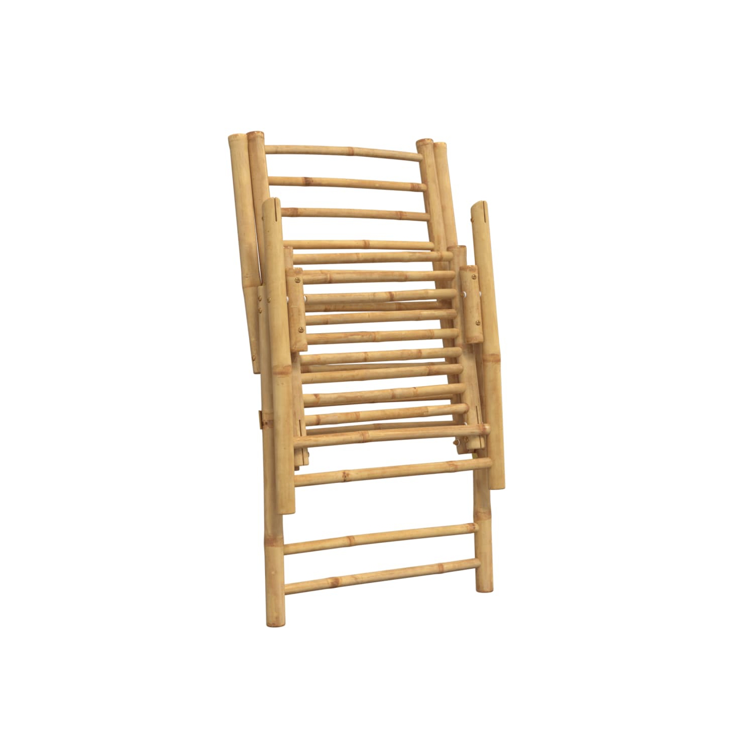 vidaXL 4 Piece Folding Reclining Chairs with Cream White Cushions Bamboo