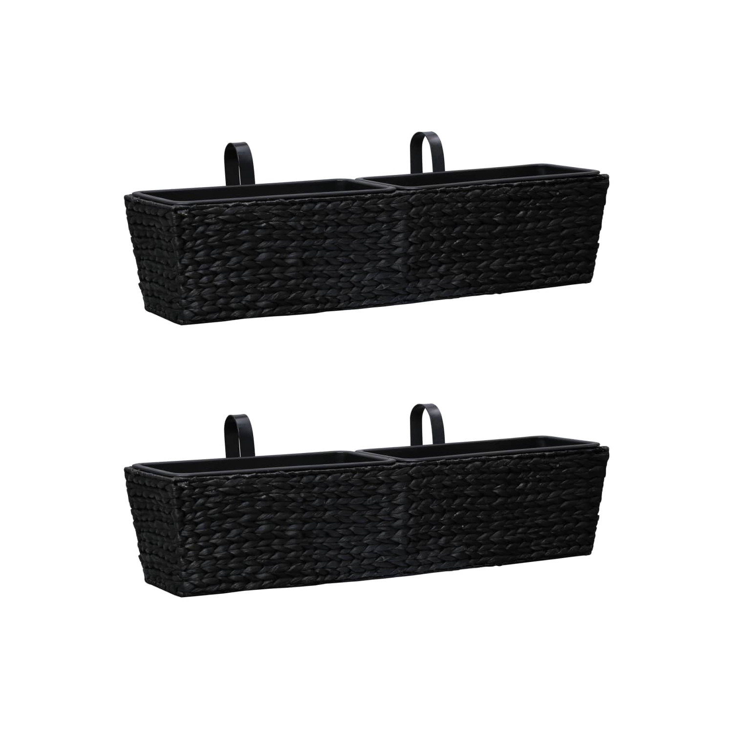 vidaXL Planters 2 pcs Water Hyacinth Black