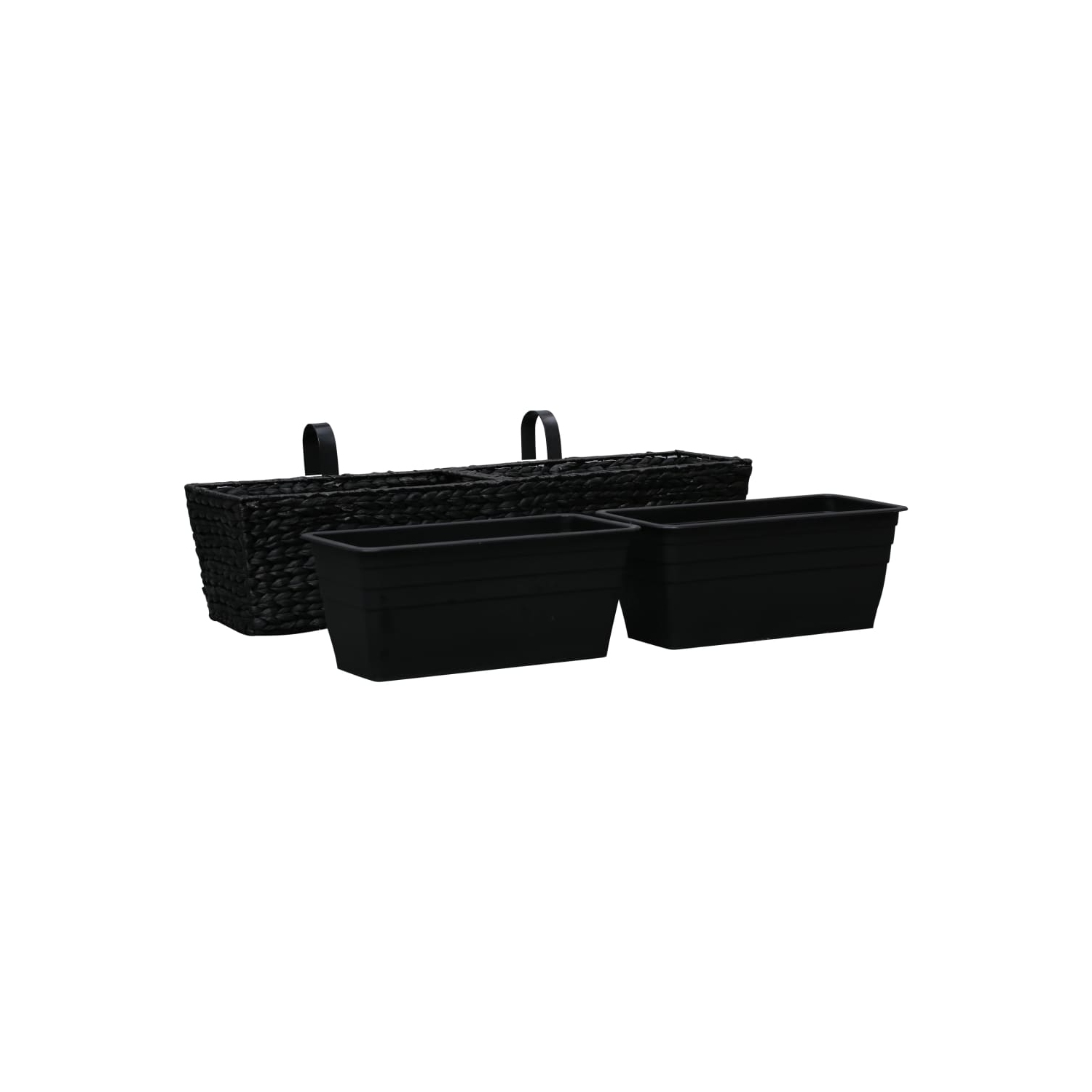 vidaXL Planters 2 pcs Water Hyacinth Black