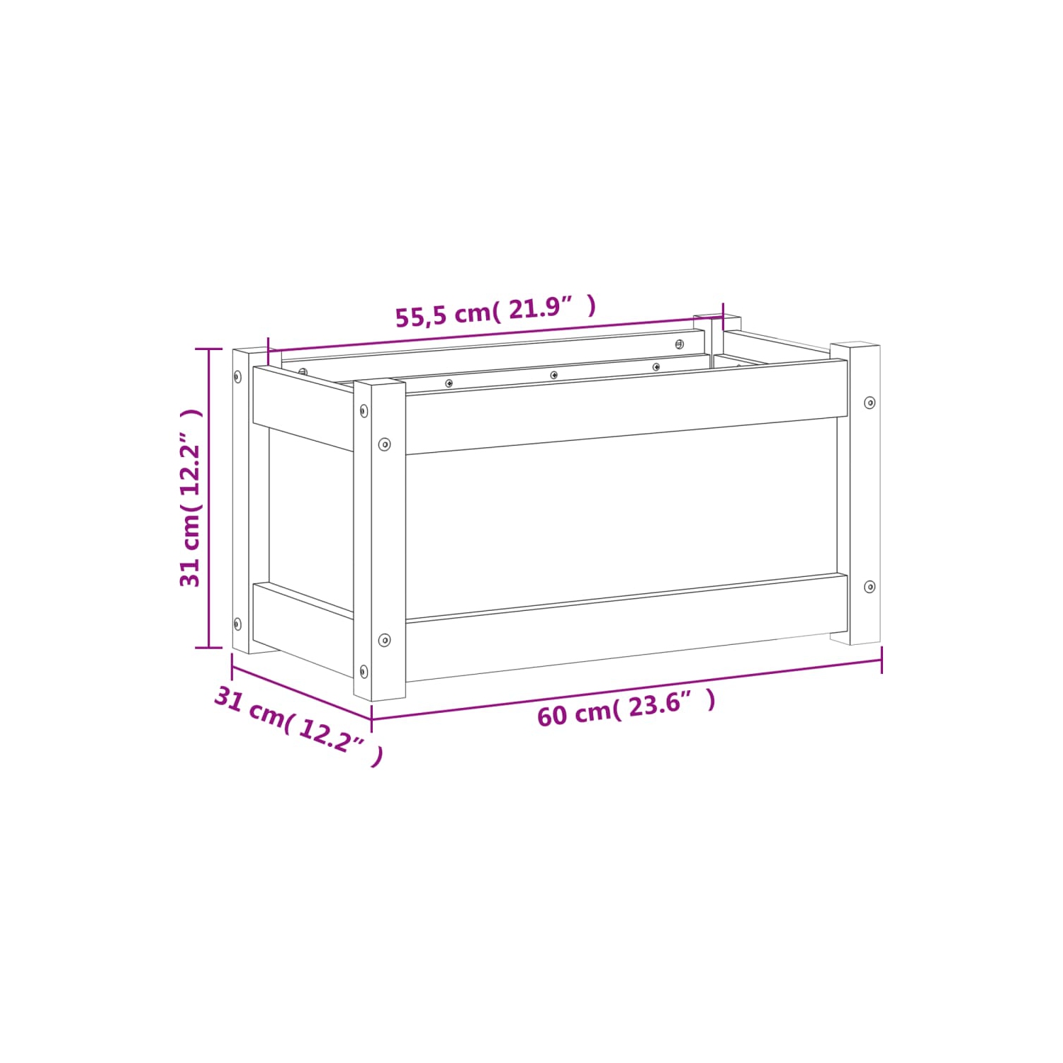 vidaXL Garden Planter 60x31x31 cm Solid Wood Pine