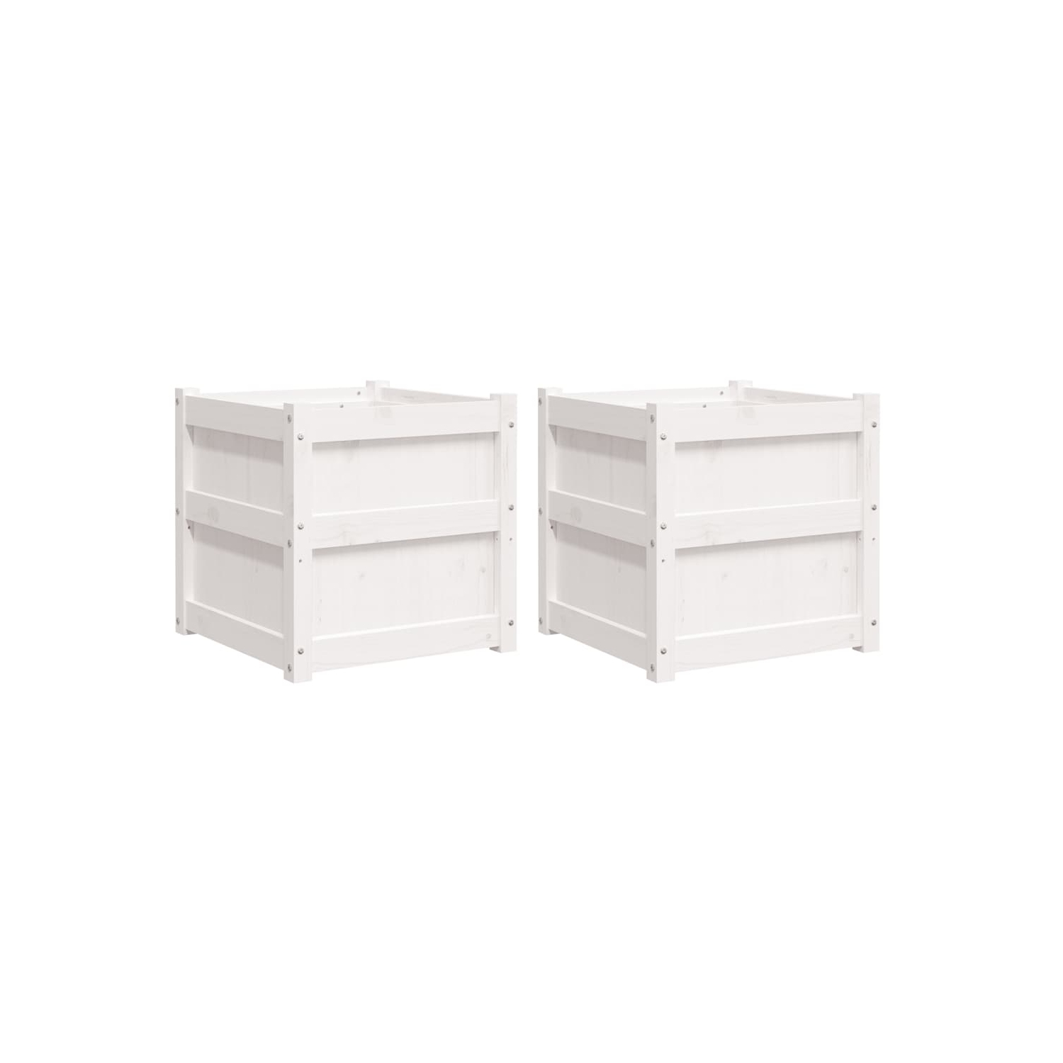 vidaXL Garden Planters 2 pcs White Solid Wood Pine