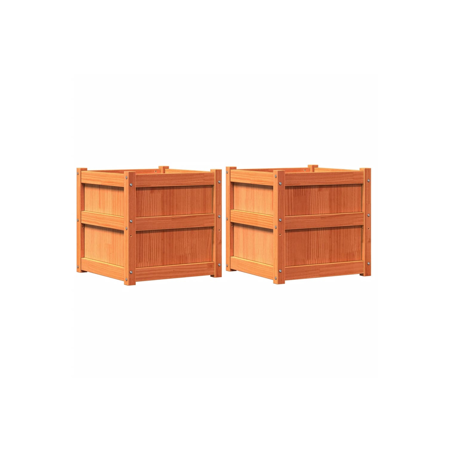 vidaXL Garden Planters 2 pcs Wax Brown Solid Wood Pine