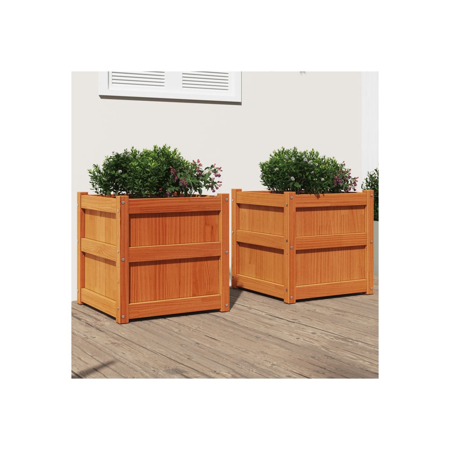 vidaXL Garden Planters 2 pcs Wax Brown Solid Wood Pine