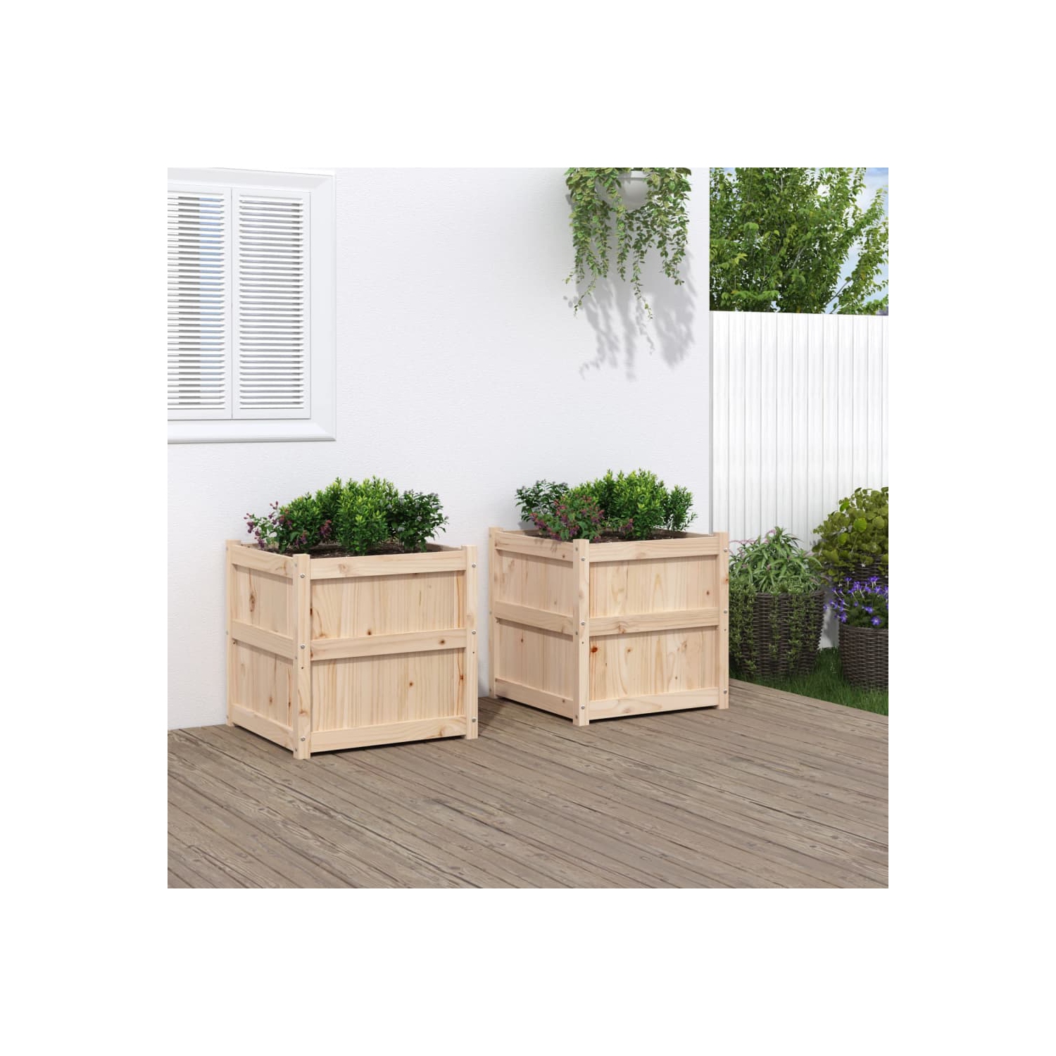 vidaXL Garden Planters 2 pcs Solid Wood Pine