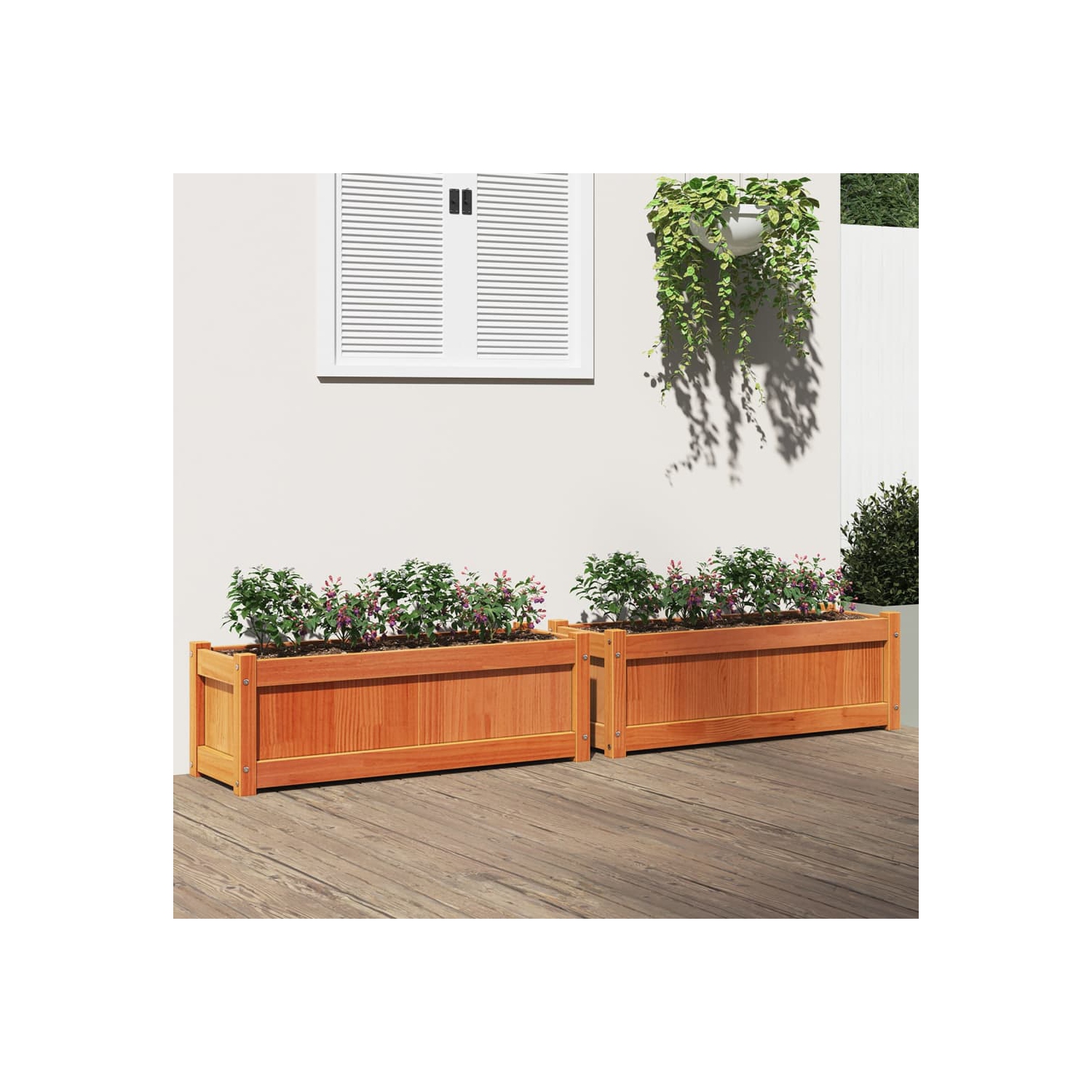 vidaXL Garden Planters 2 pcs Wax Brown Solid Wood Pine