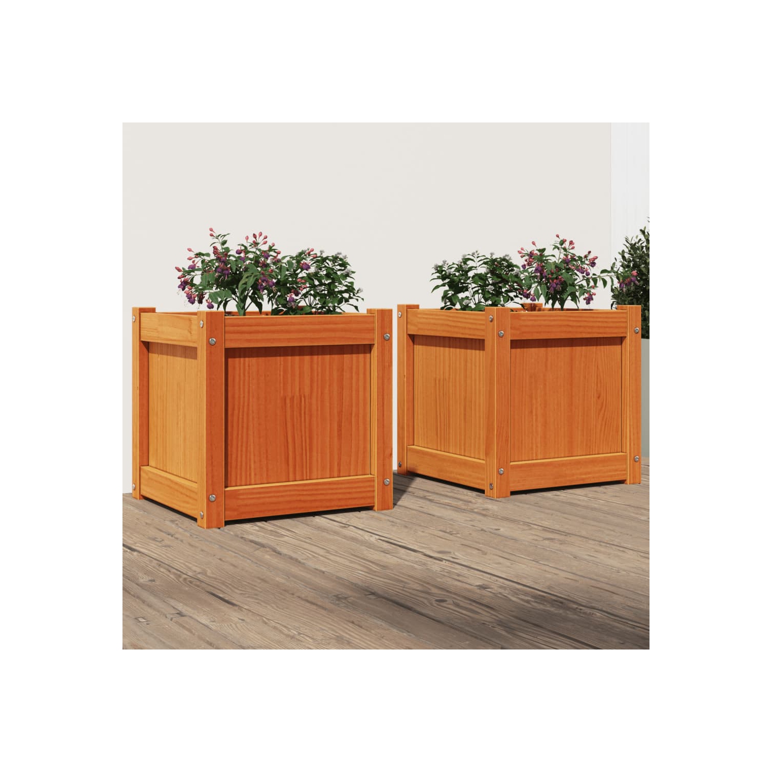 vidaXL Garden Planters 2 pcs Wax Brown Solid Wood Pine