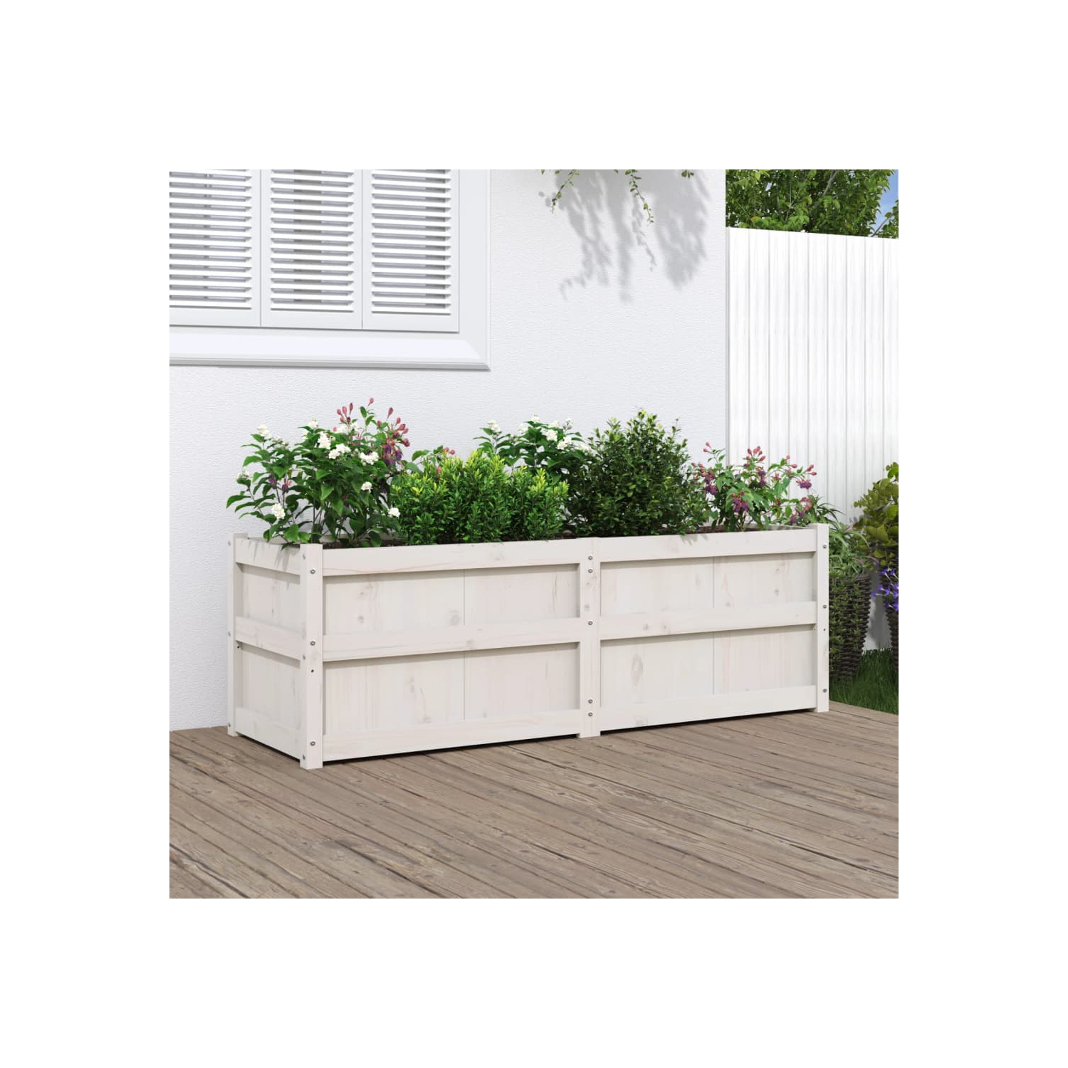 VidaXL Jardinière blanche 150 x 50&nbsp;po 50&nbsp;cm, pin massif