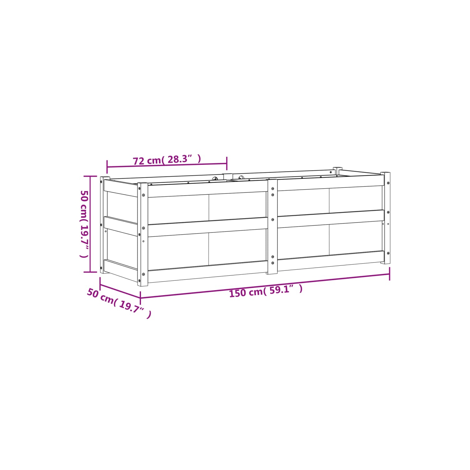 VidaXL Jardinière blanche 150 x 50&nbsp;po 50&nbsp;cm, pin massif