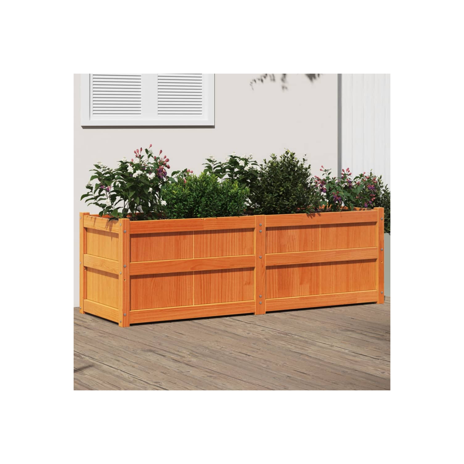 vidaXL Garden Planter Wax Brown 150x50x50 cm Solid Wood Pine