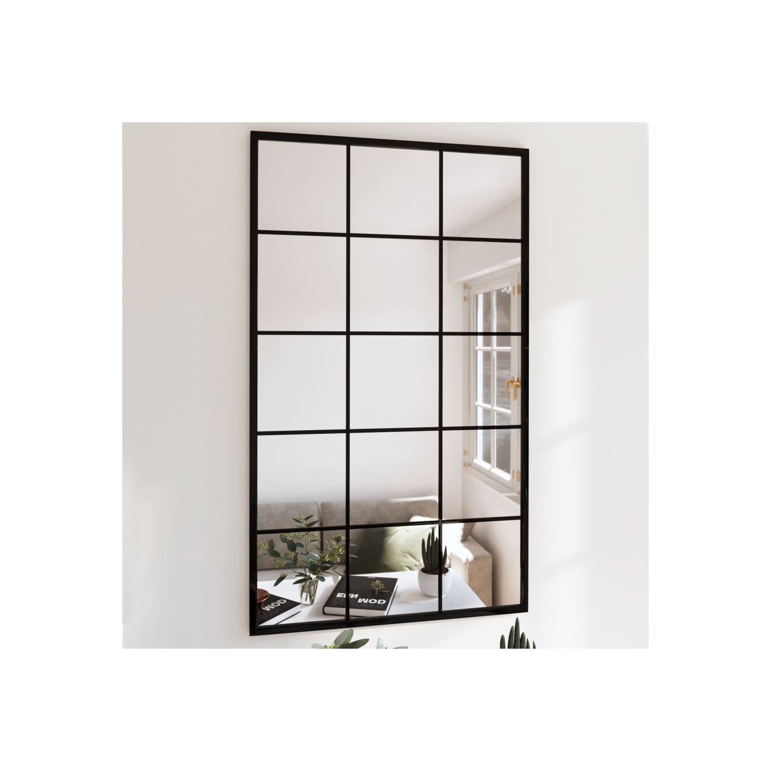 vidaXL Wall Mirrors 2 pcs Black 100x60 cm Metal