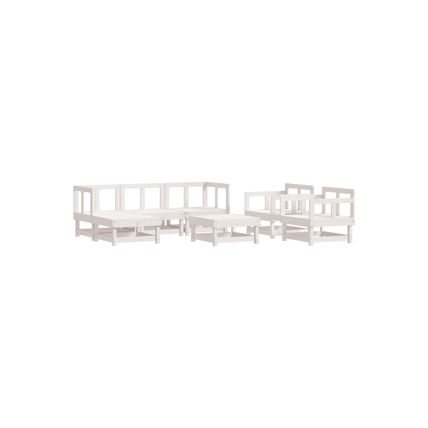 vidaXL 7 Piece Garden Lounge Set White Solid Wood Pine