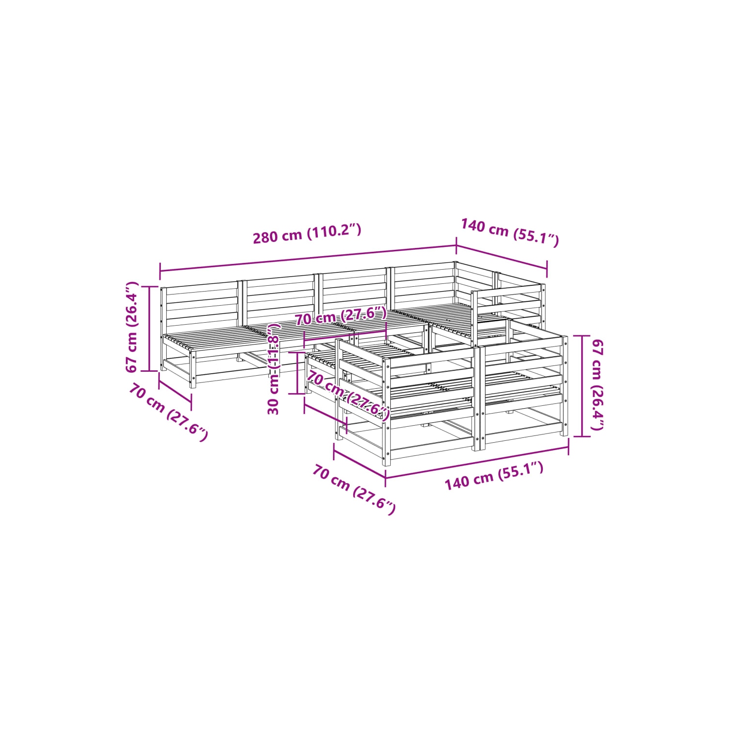 vidaXL 8 Piece Garden Sofa Set Solid Wood Pine