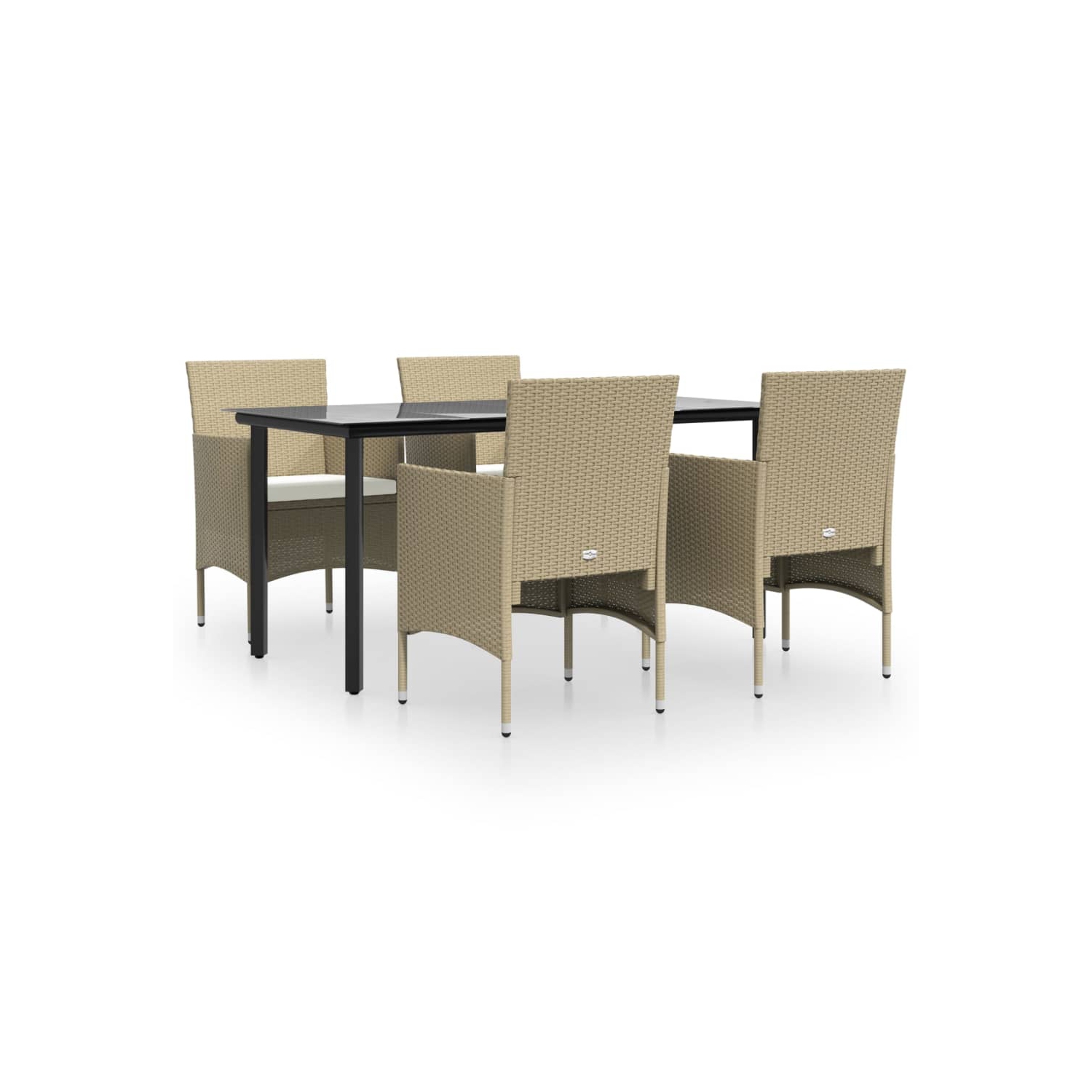 Ensemble de salle à manger 5 pièces vidaXL avec coussins beige et noir