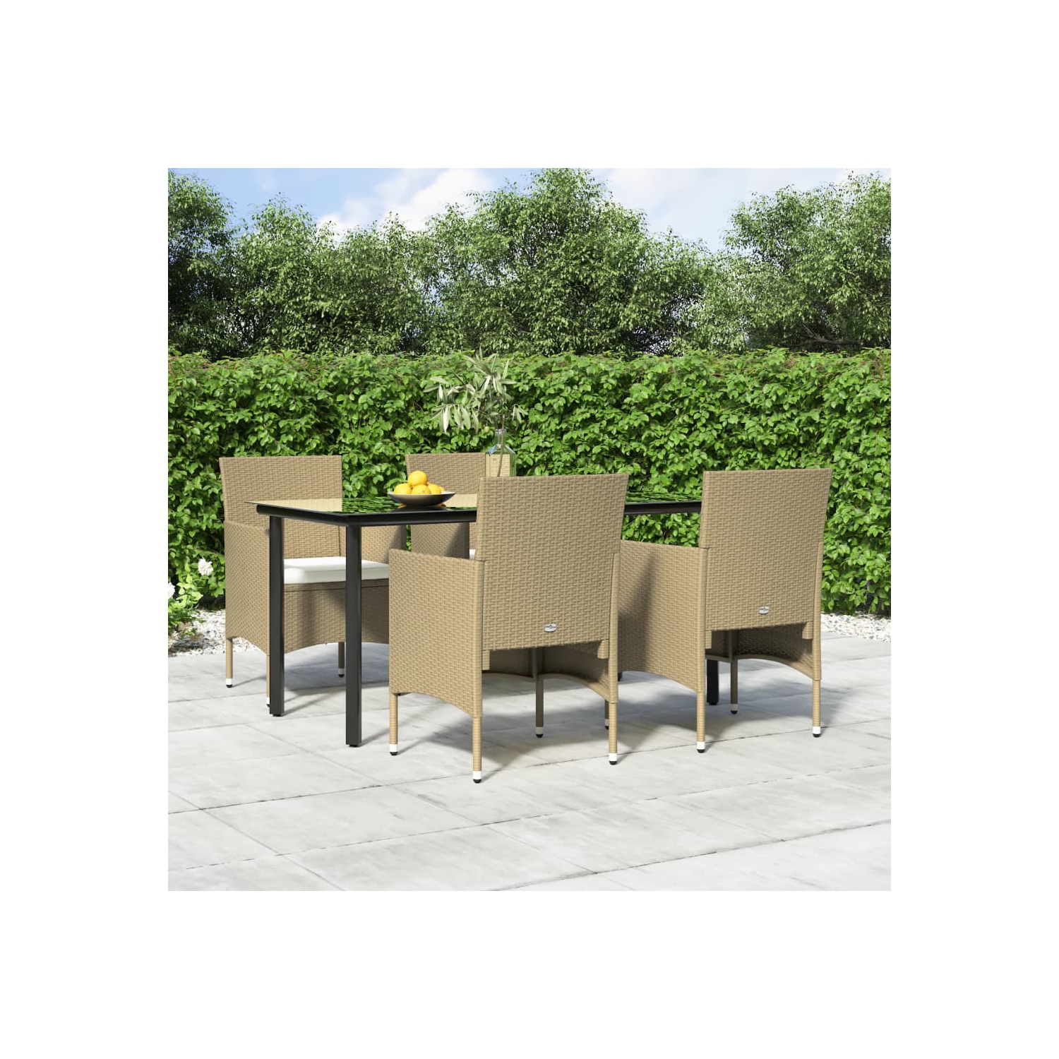 Ensemble de salle à manger 5 pièces vidaXL avec coussins beige et noir