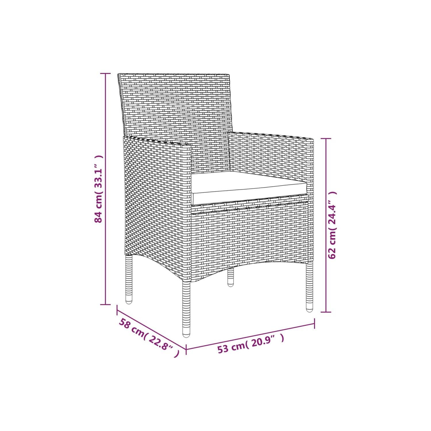 Ensemble de salle à manger 5 pièces vidaXL avec coussins beige et noir