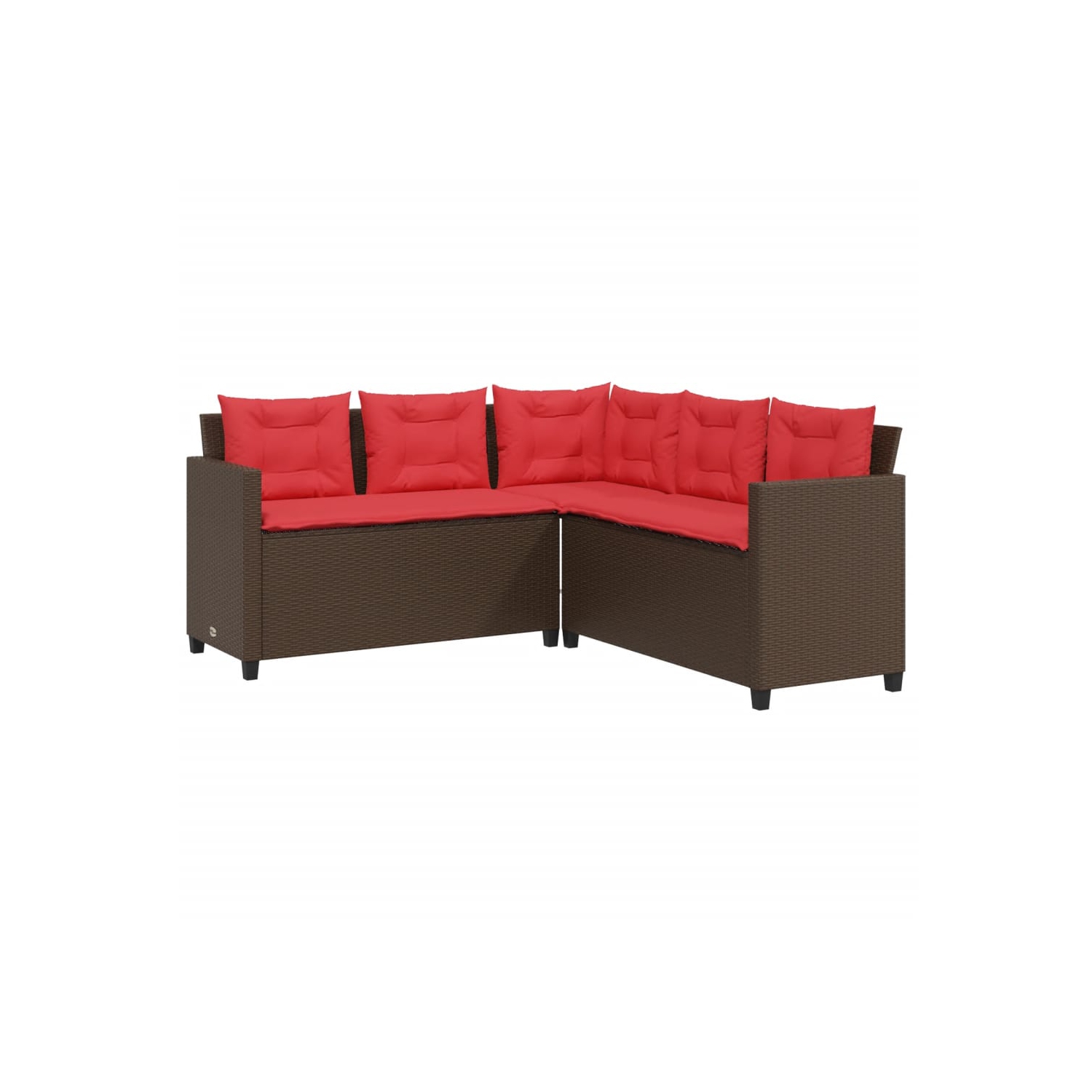 Divan de jardin vidaXL avec table et coussins en L brun poly rotin