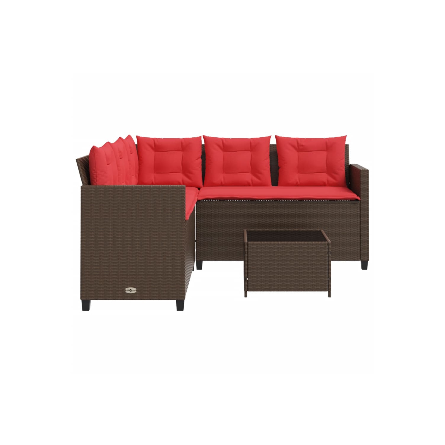 Divan de jardin vidaXL avec table et coussins en L brun poly rotin