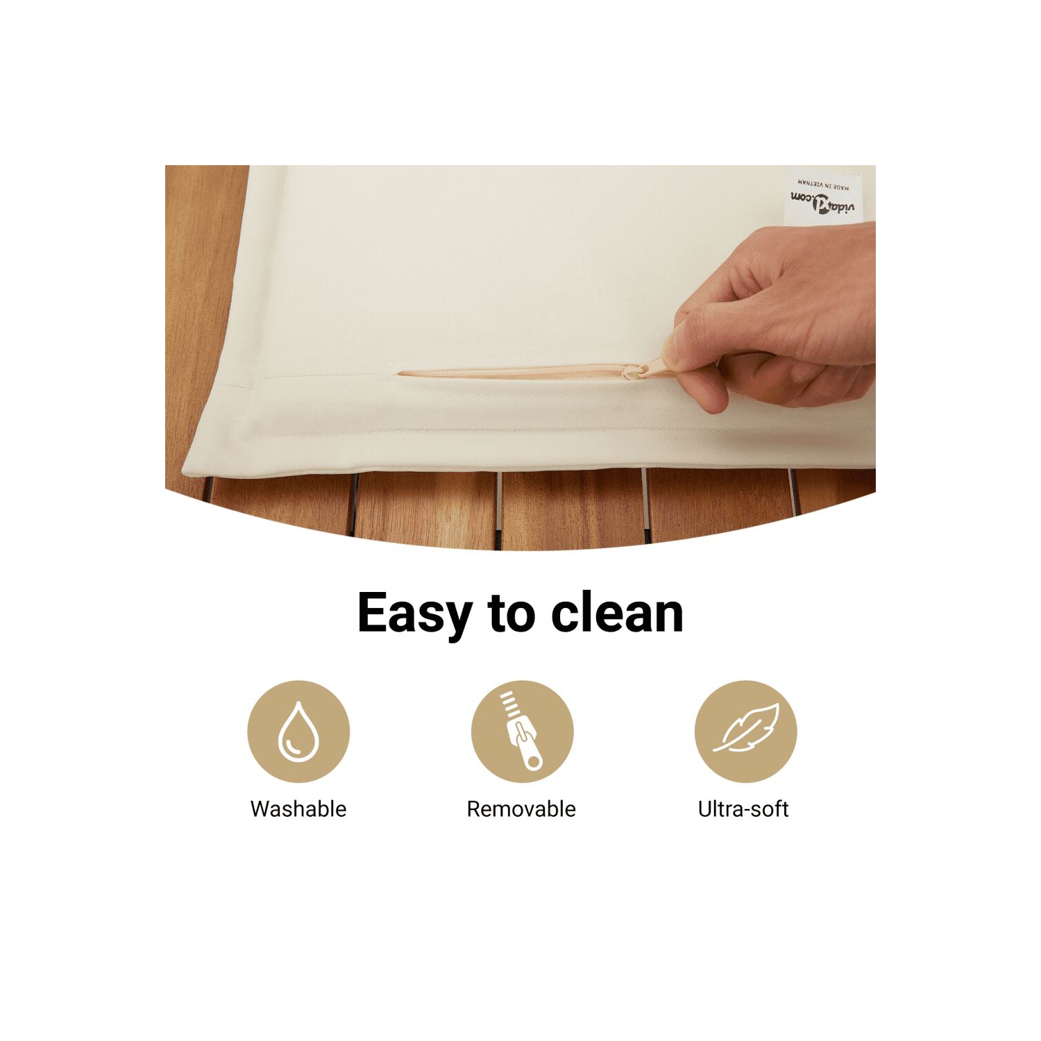 Ensemble bistro VidaXL 3 pièces avec coussins beige poly rotin bois d'acacia