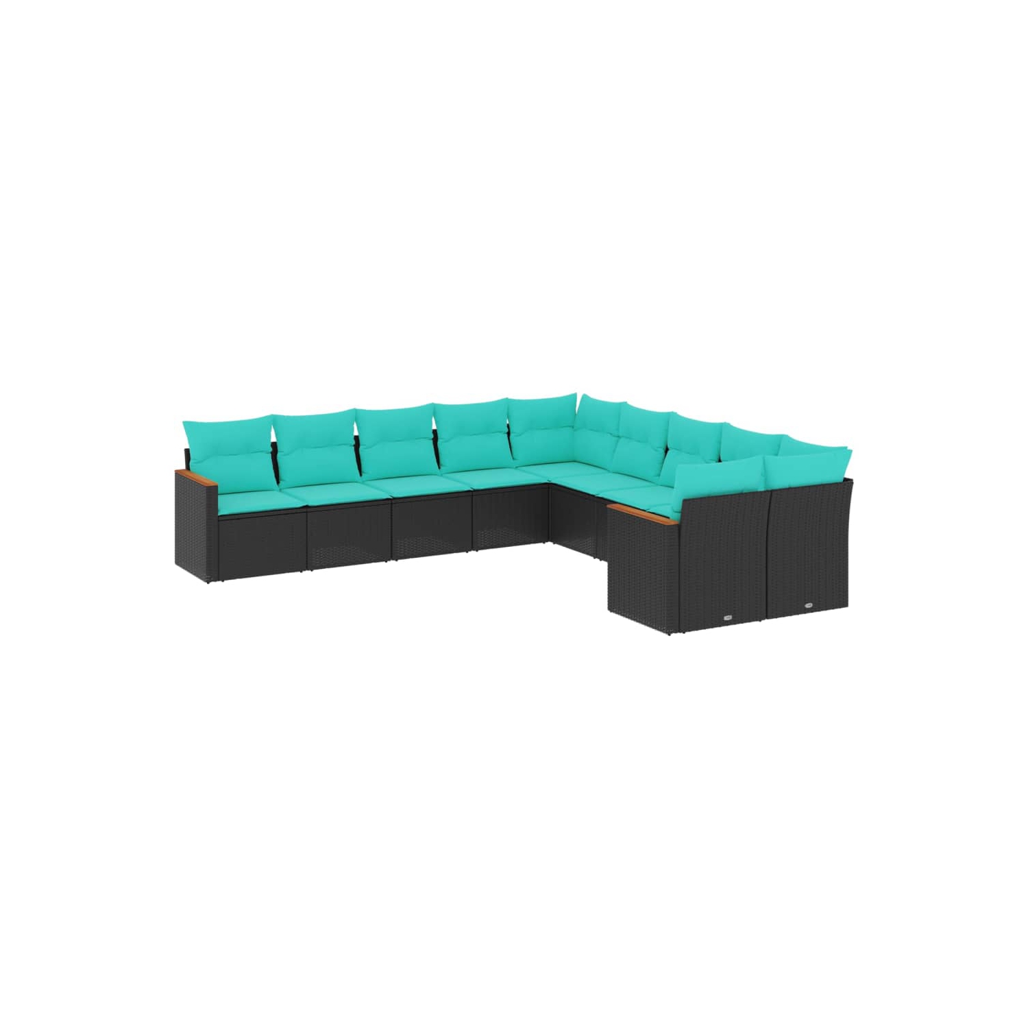 Ensemble de 10 pièces avec canapé de jardin et coussins en rotin de polyester noir VidaXL