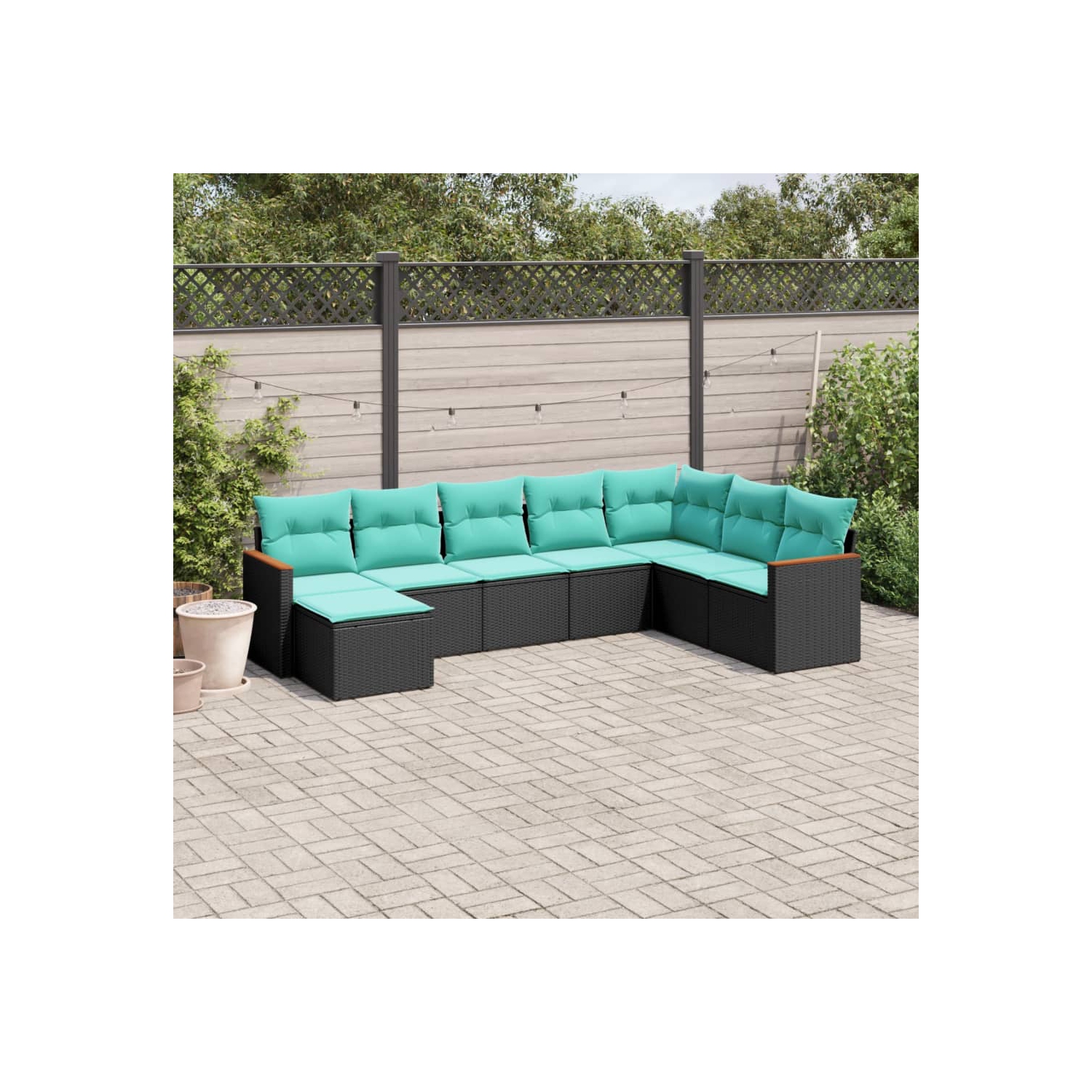 vidaXL 8 Piece Garden Sofa Set with Cushions Black Poly Rattan