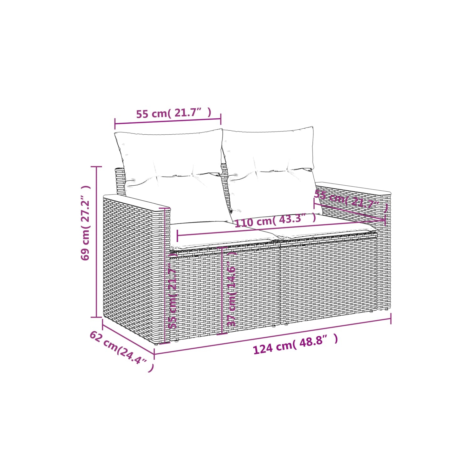 vidaXL 8 Piece Garden Sofa Set with Cushions Black Poly Rattan