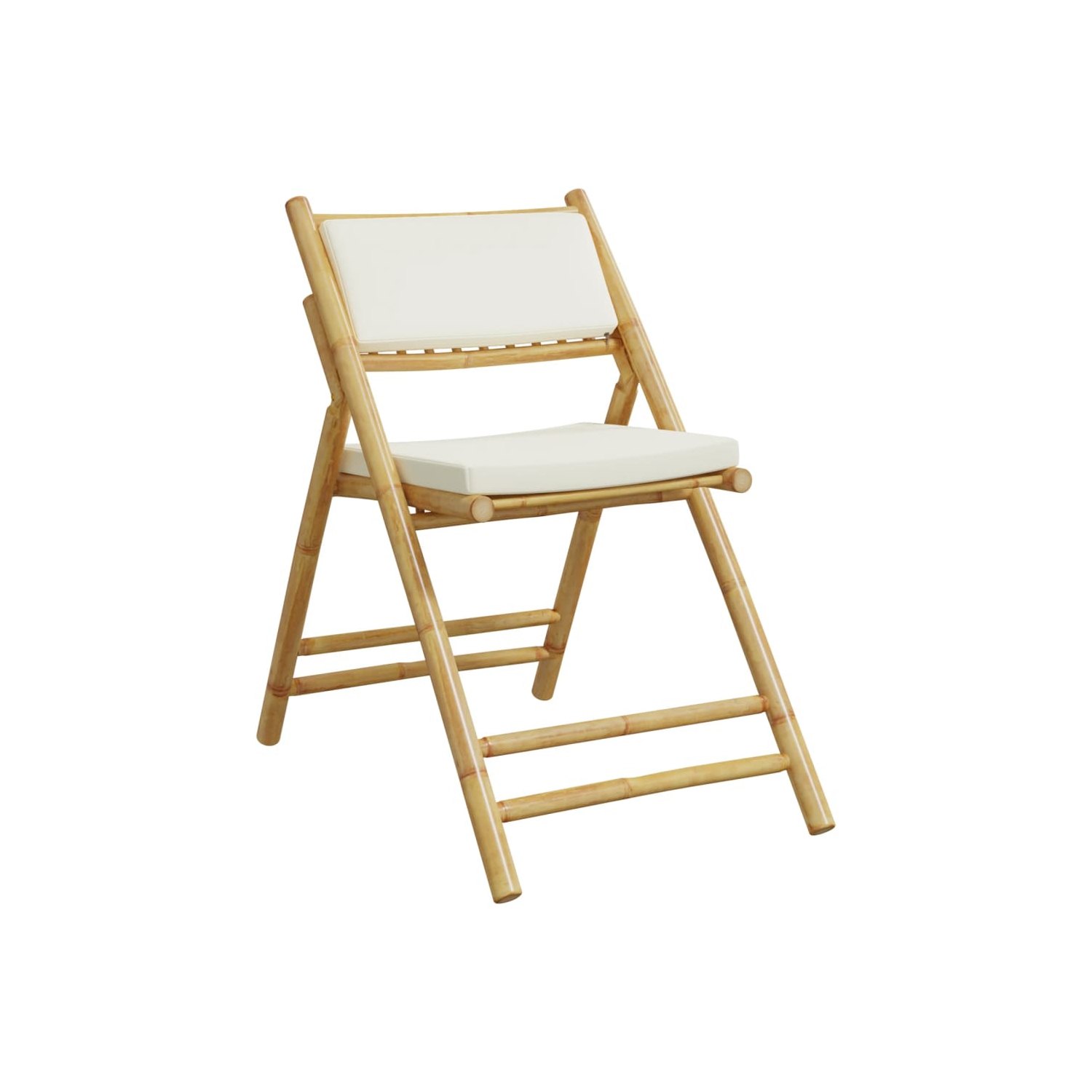 vidaXL 5 Piece Folding Bistro set with Cream White Cushions Bamboo