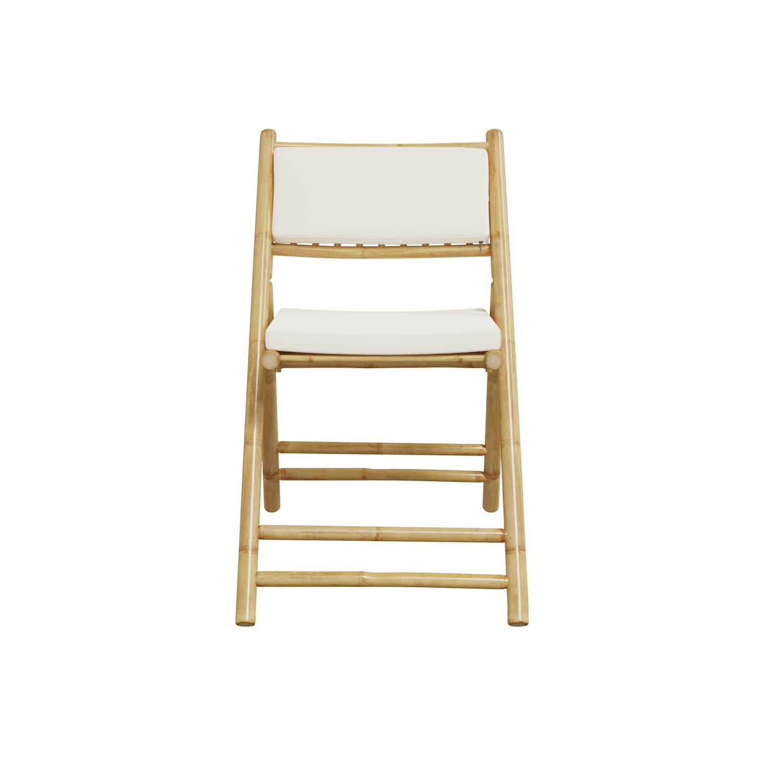 vidaXL 5 Piece Folding Bistro set with Cream White Cushions Bamboo