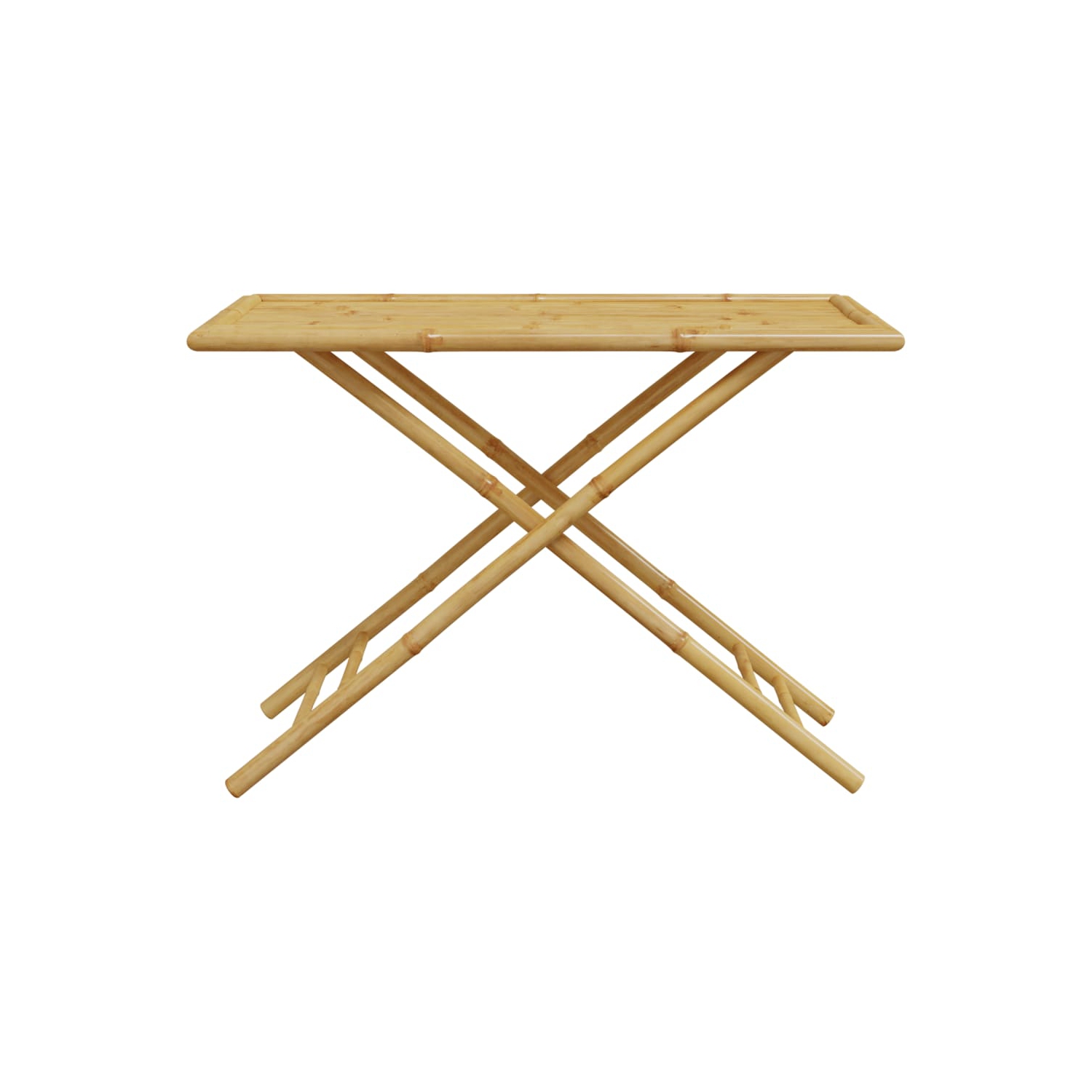 vidaXL 5 Piece Folding Bistro set with Cream White Cushions Bamboo