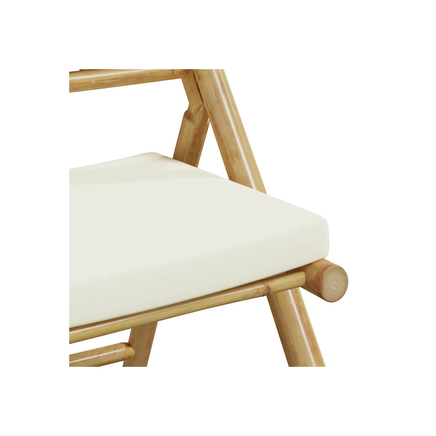 vidaXL 5 Piece Folding Bistro set with Cream White Cushions Bamboo