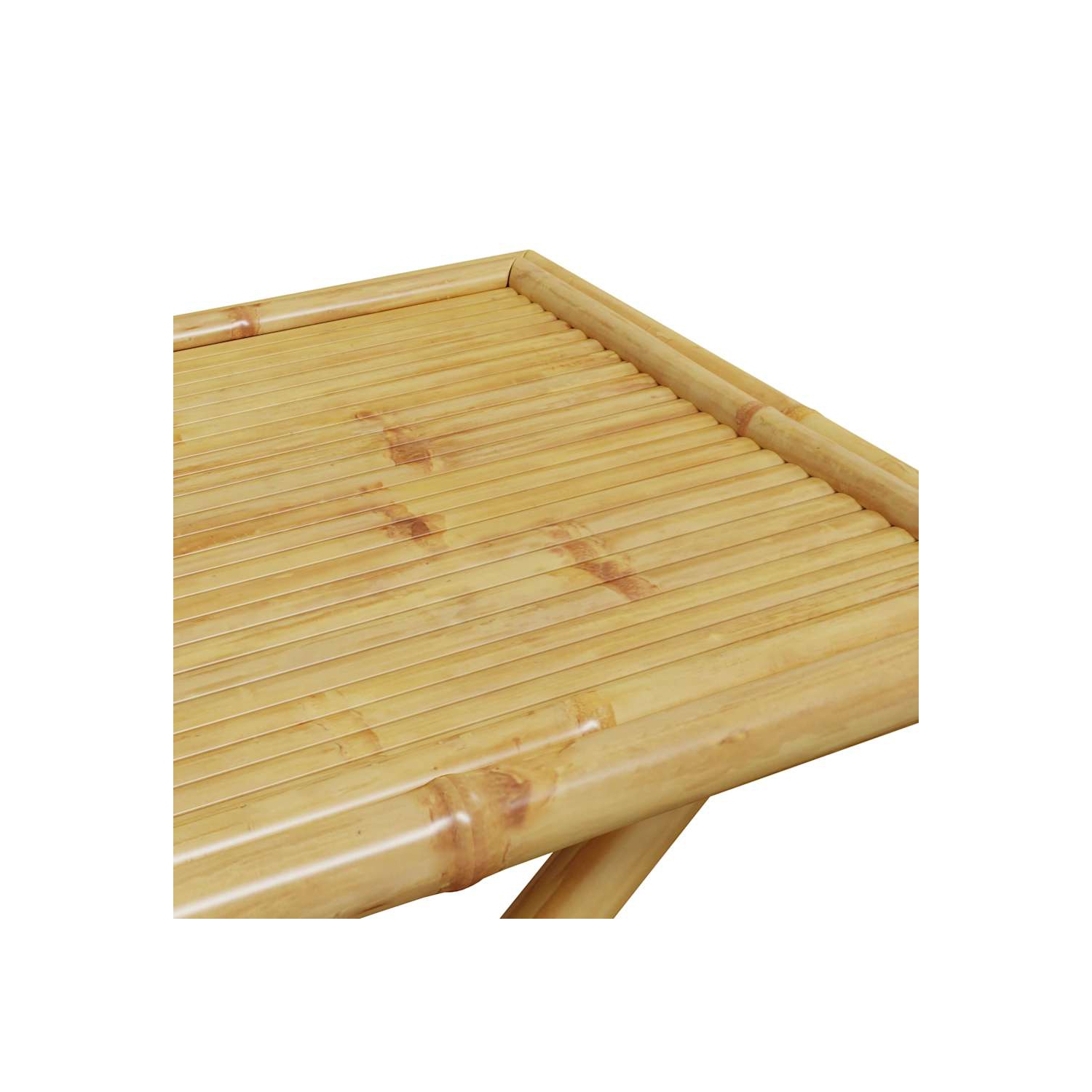 vidaXL 5 Piece Folding Bistro set with Cream White Cushions Bamboo