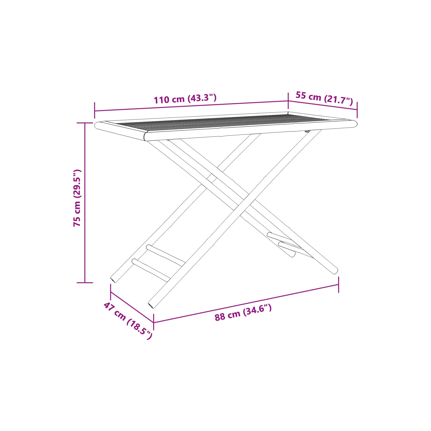 vidaXL 5 Piece Folding Bistro set with Cream White Cushions Bamboo