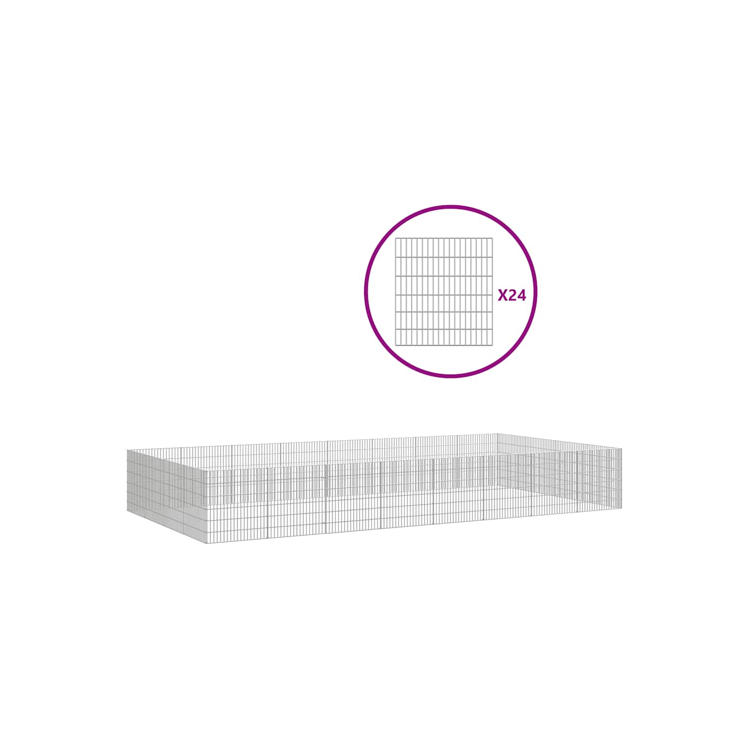 vidaXL Free Range Animal Enclosure 24-Panel 54x60 cm Galvanised Iron