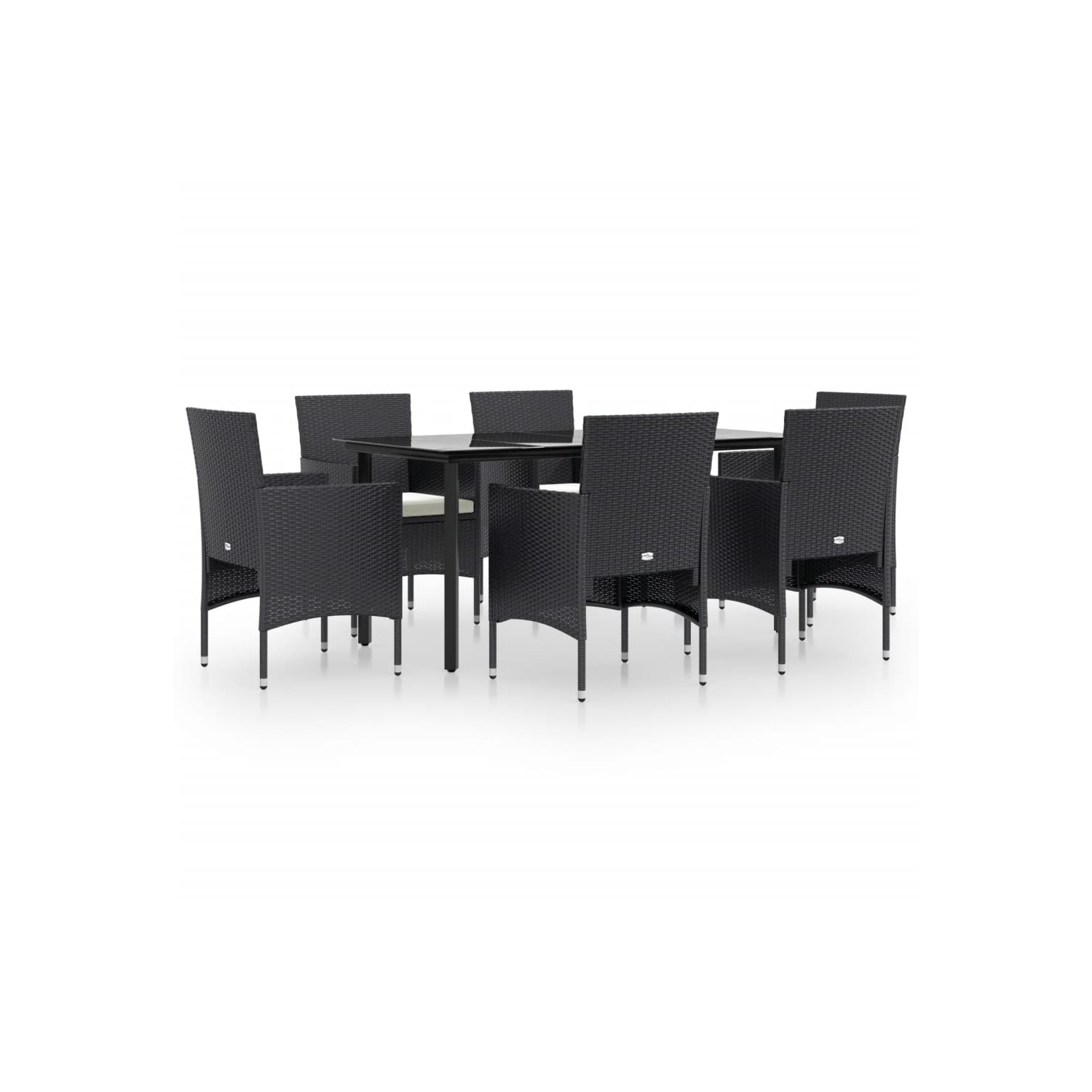 vidaXL 7 Piece Garden Dining Set with Cushions Black