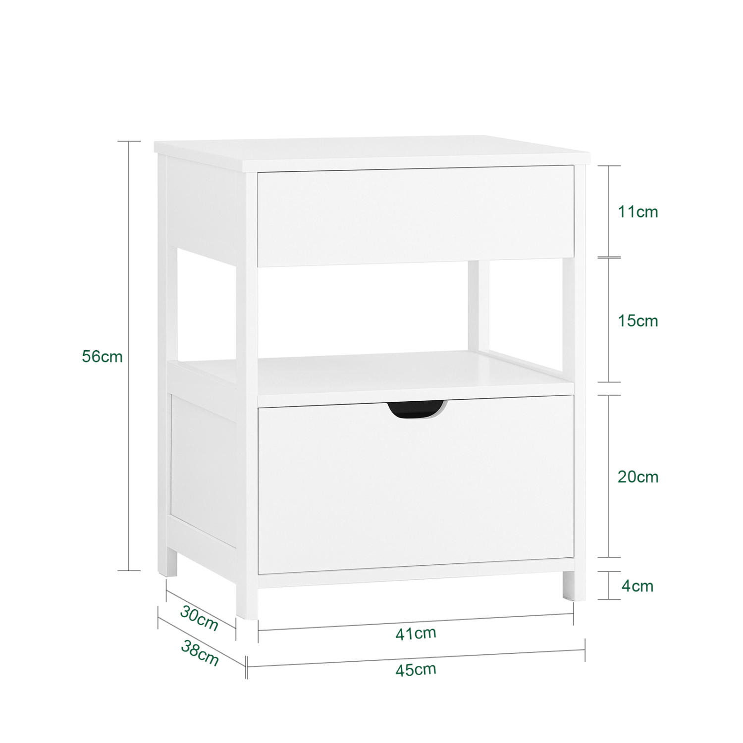 SoBuy Beside Table with Drawers, Night Table Stand Lamp Table End Table Side Table, White FRG258-II-W