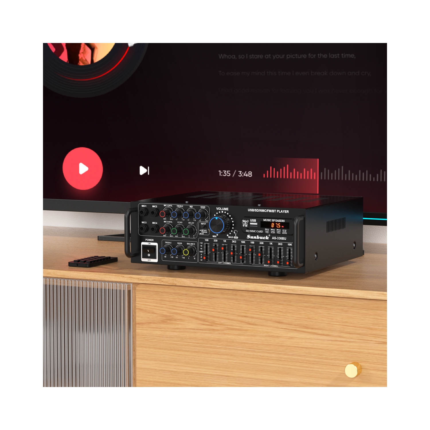 TOPTENG 2000W Bluetooth 5.0 HiFi Stereo Power Amplifier- Audio Receiver for Home Theater & Car Audio with Subwoofer, USB/SD/AUX, FM Radio, Karaoke