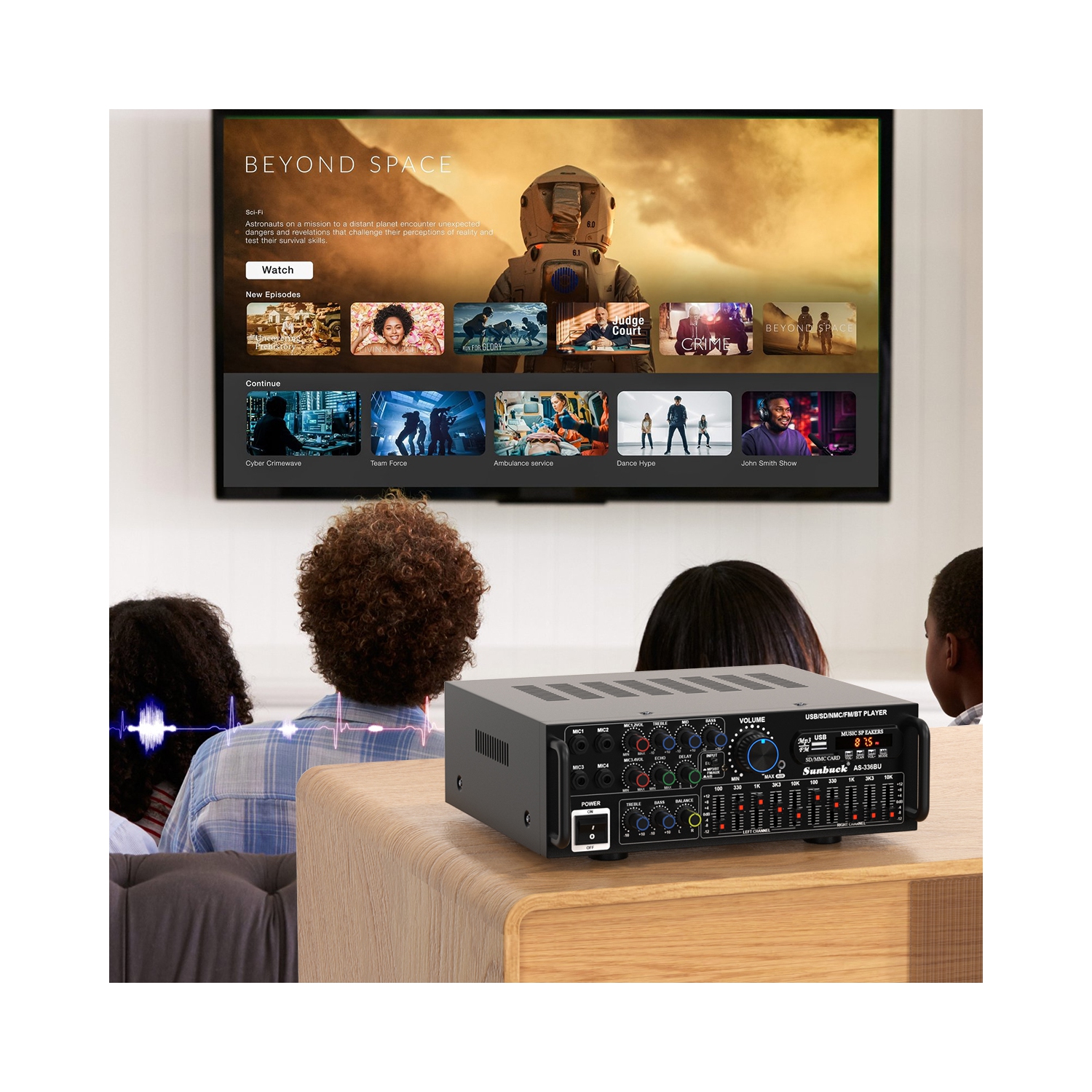 TOPTENG 2000W Bluetooth 5.0 HiFi Stereo Power Amplifier- Audio Receiver for Home Theater & Car Audio with Subwoofer, USB/SD/AUX, FM Radio, Karaoke