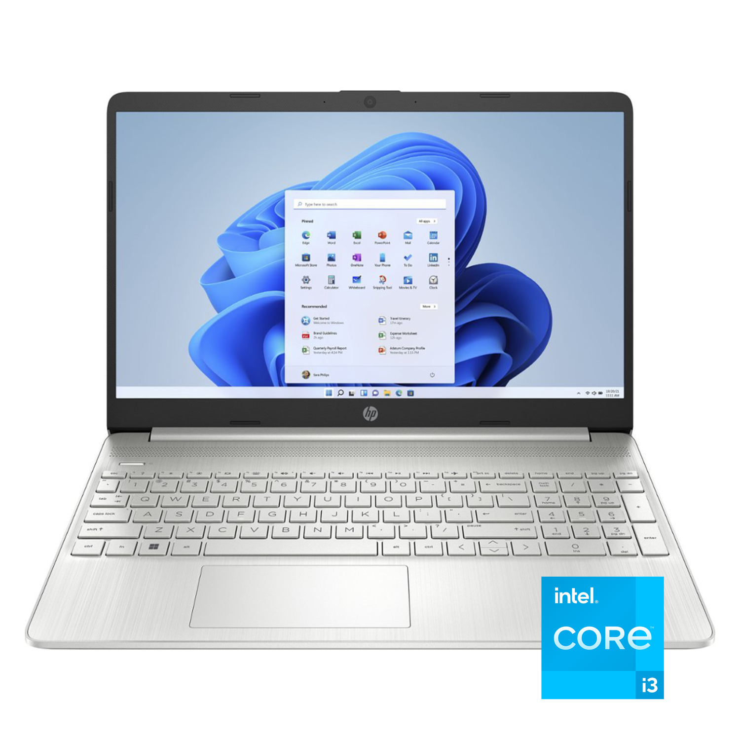 HP 15.6" HD Everyday Slim Business Laptop-Silver-128GB Docking Station Set