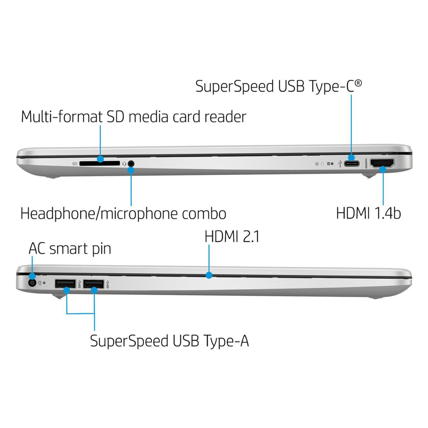 HP 15.6" HD Everyday Slim Business Laptop-Silver-128GB Docking Station Set