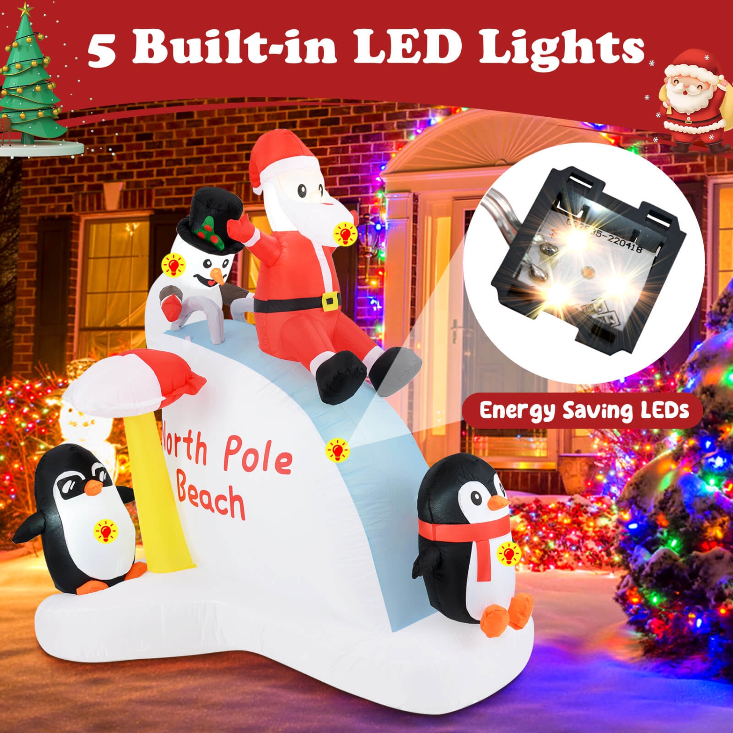 Costway 6 Ft Christmas Inflatable with LED lights Indoor/Outdoor Lighted Xmas Inflatable