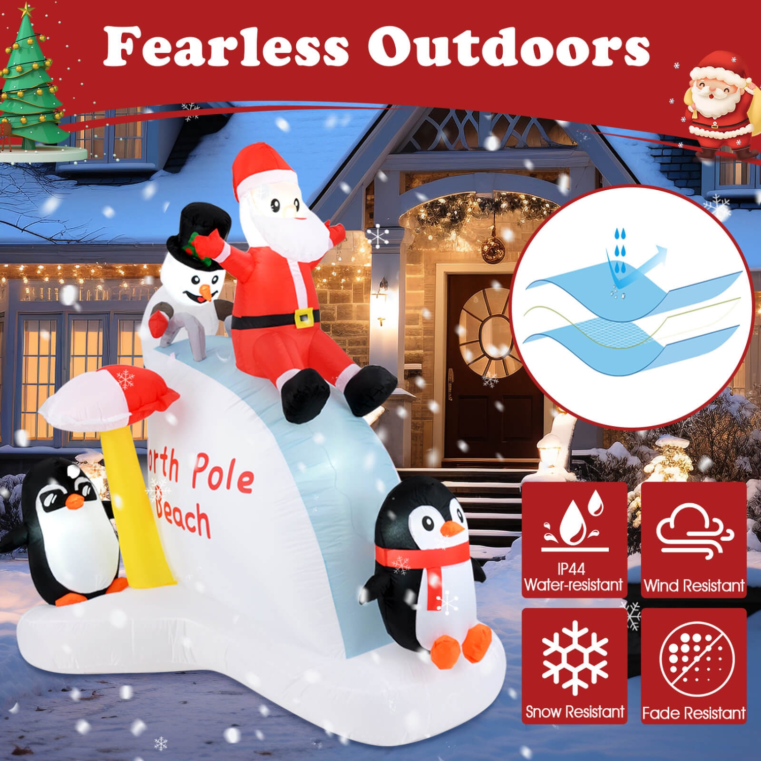Costway 6 Ft Christmas Inflatable with LED lights Indoor/Outdoor Lighted Xmas Inflatable