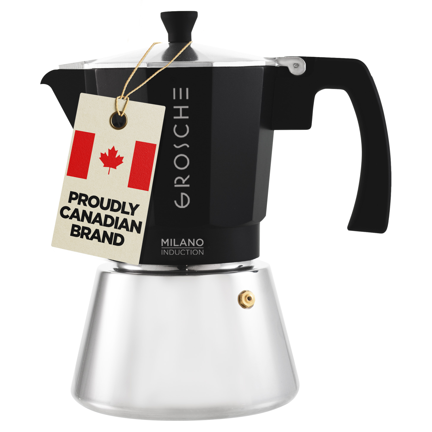 MILANO INDUCTION Stovetop Espresso Maker, Stainless Steel Moka Pot - 9 Espresso Cups, Black