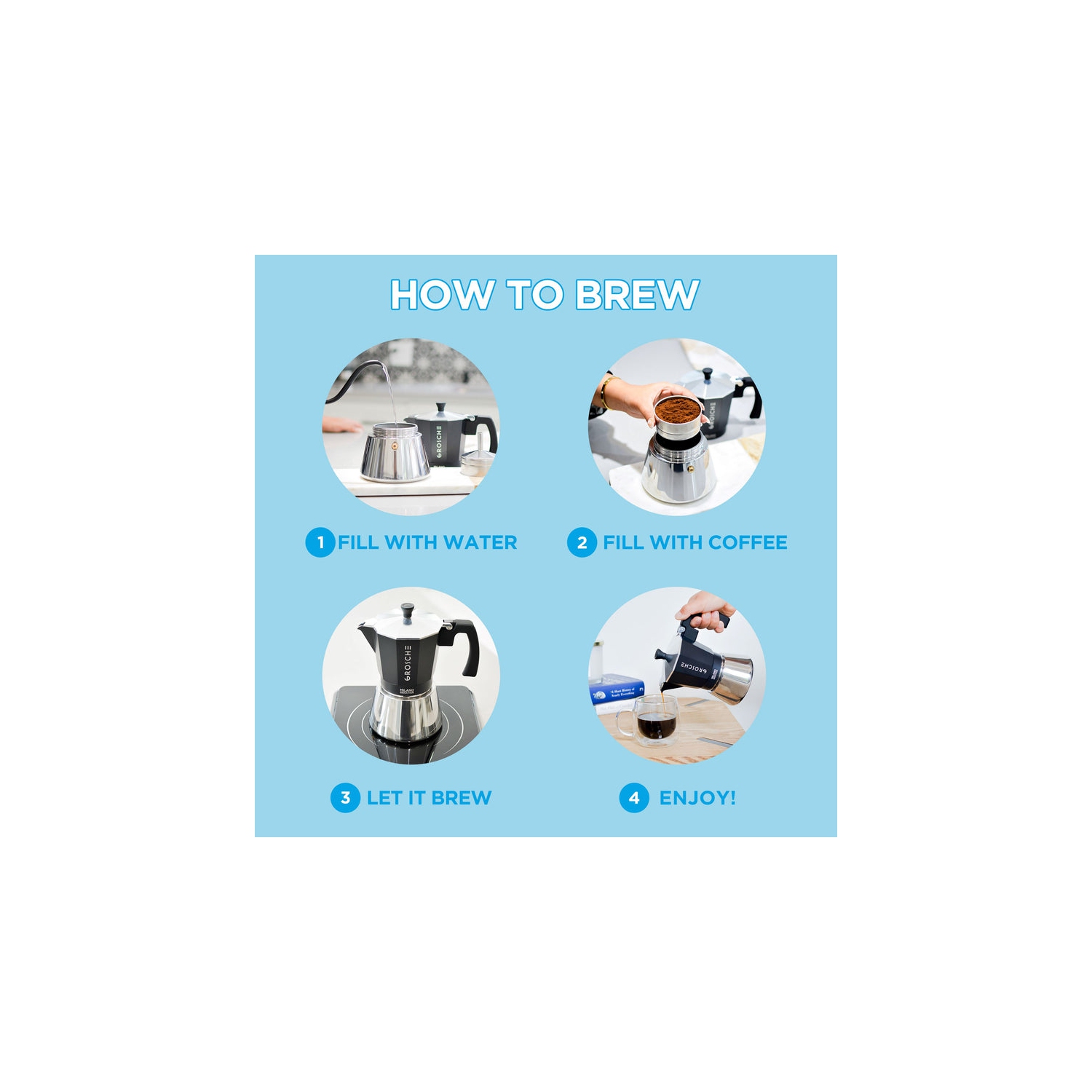 MILANO INDUCTION Stovetop Espresso Maker, Stainless Steel Moka Pot - 9 Espresso Cups, Black