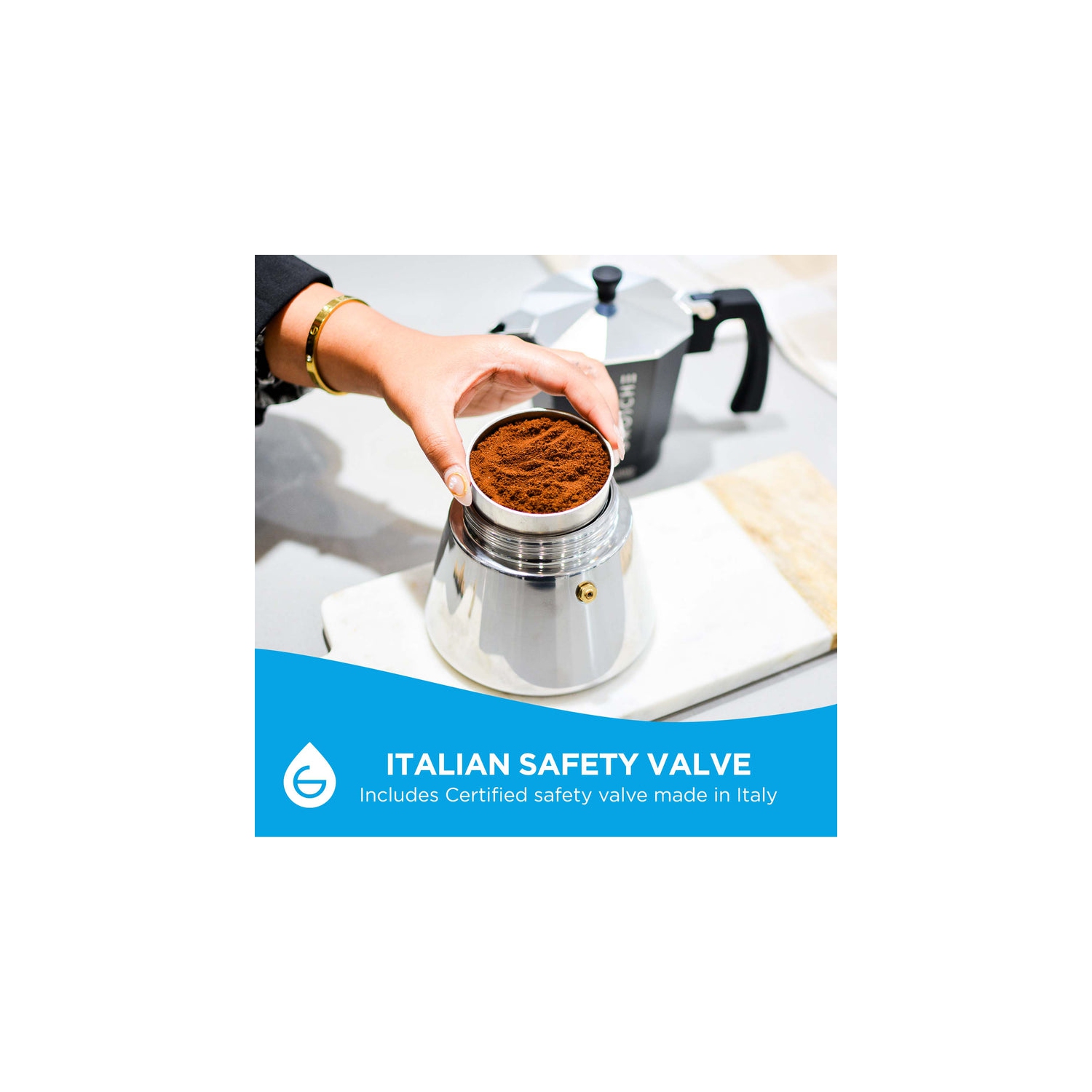 MILANO INDUCTION Stovetop Espresso Maker, Stainless Steel Moka Pot - 9 Espresso Cups, Black