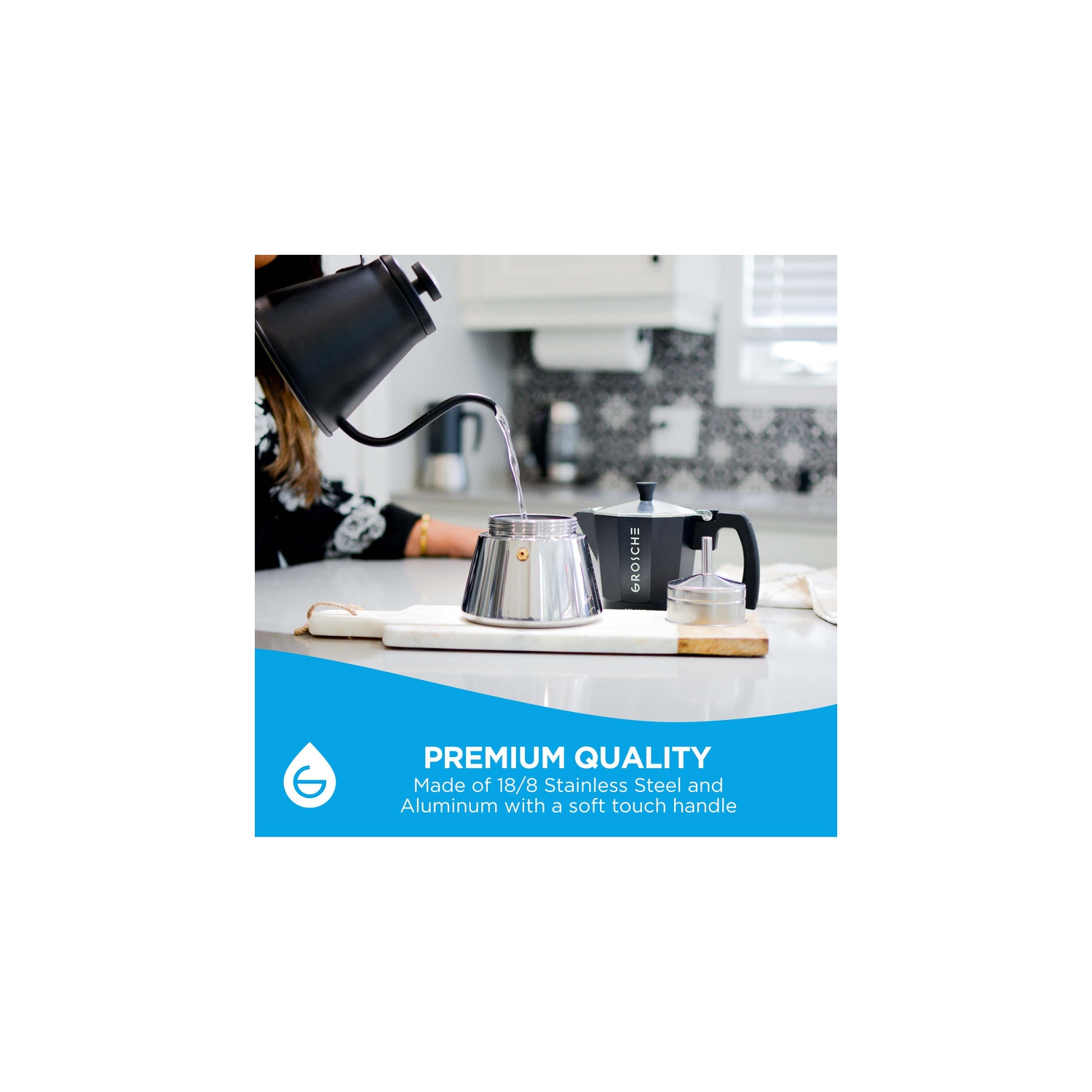 MILANO INDUCTION Stovetop Espresso Maker, Stainless Steel Moka Pot - 9 Espresso Cups, Black