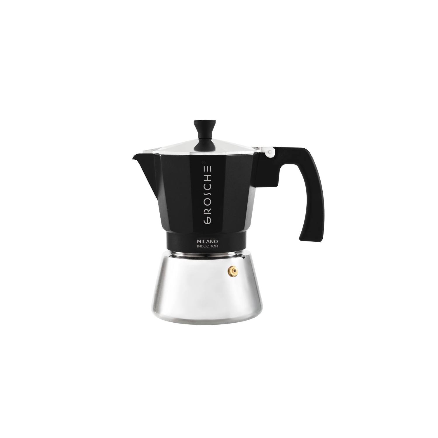 MILANO INDUCTION Stovetop Espresso Maker, Stainless Steel Moka Pot - 6 Espresso Cups, Black