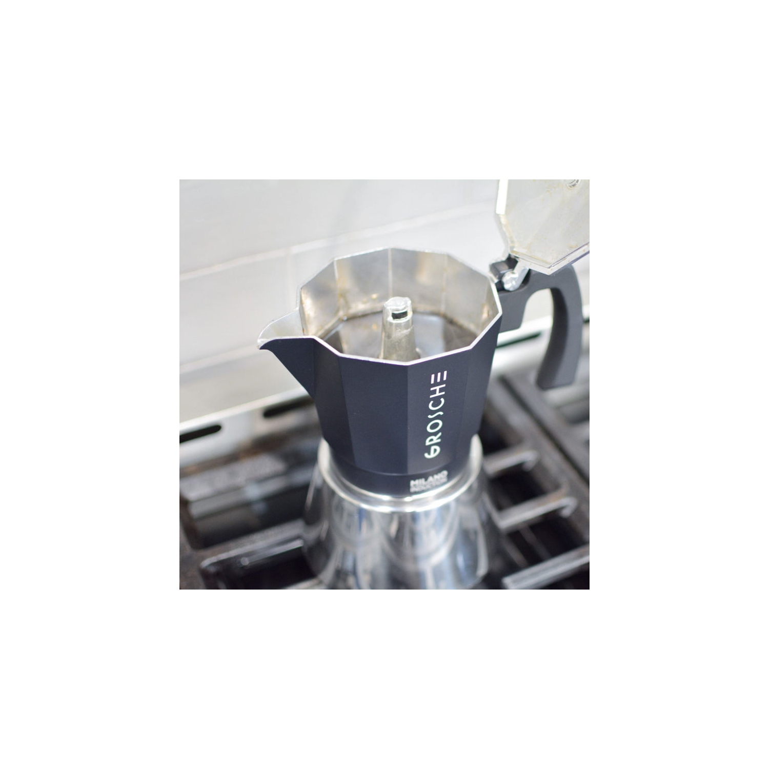 MILANO INDUCTION Stovetop Espresso Maker, Stainless Steel Moka Pot - 6 Espresso Cups, Black