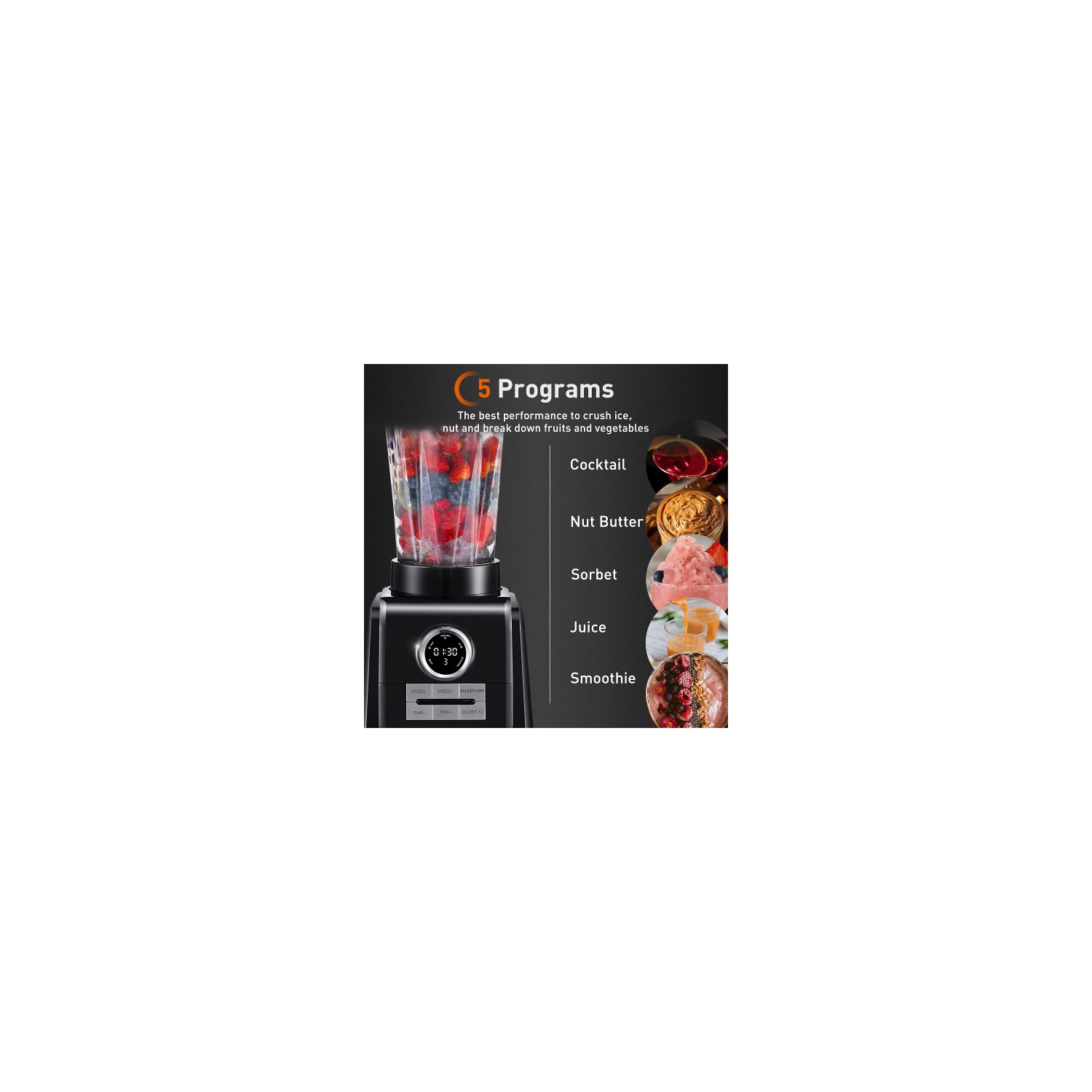 JOYOUNG 2L Smoothie Blender, 1300W Smoothie Blender with LED Screen, 5 Presets, 10 Speeds, Dishwasher Safe