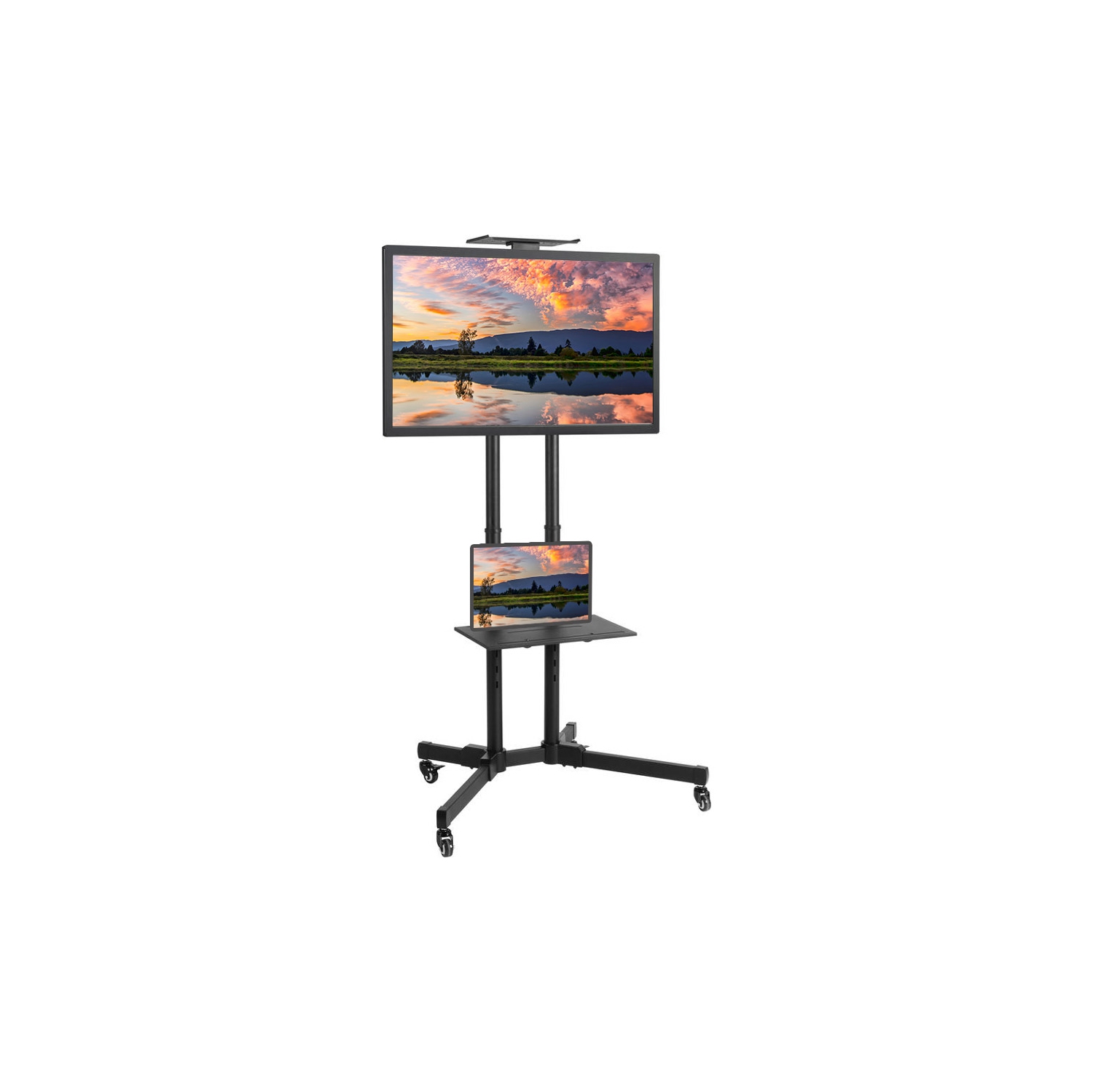 SecurLink 37"-70" Versatile & Compact TV Cart TV Mount Up to 50KG(100LB) with Camera Shelf, Weight Up to 10kg & DVD/AV Shelf