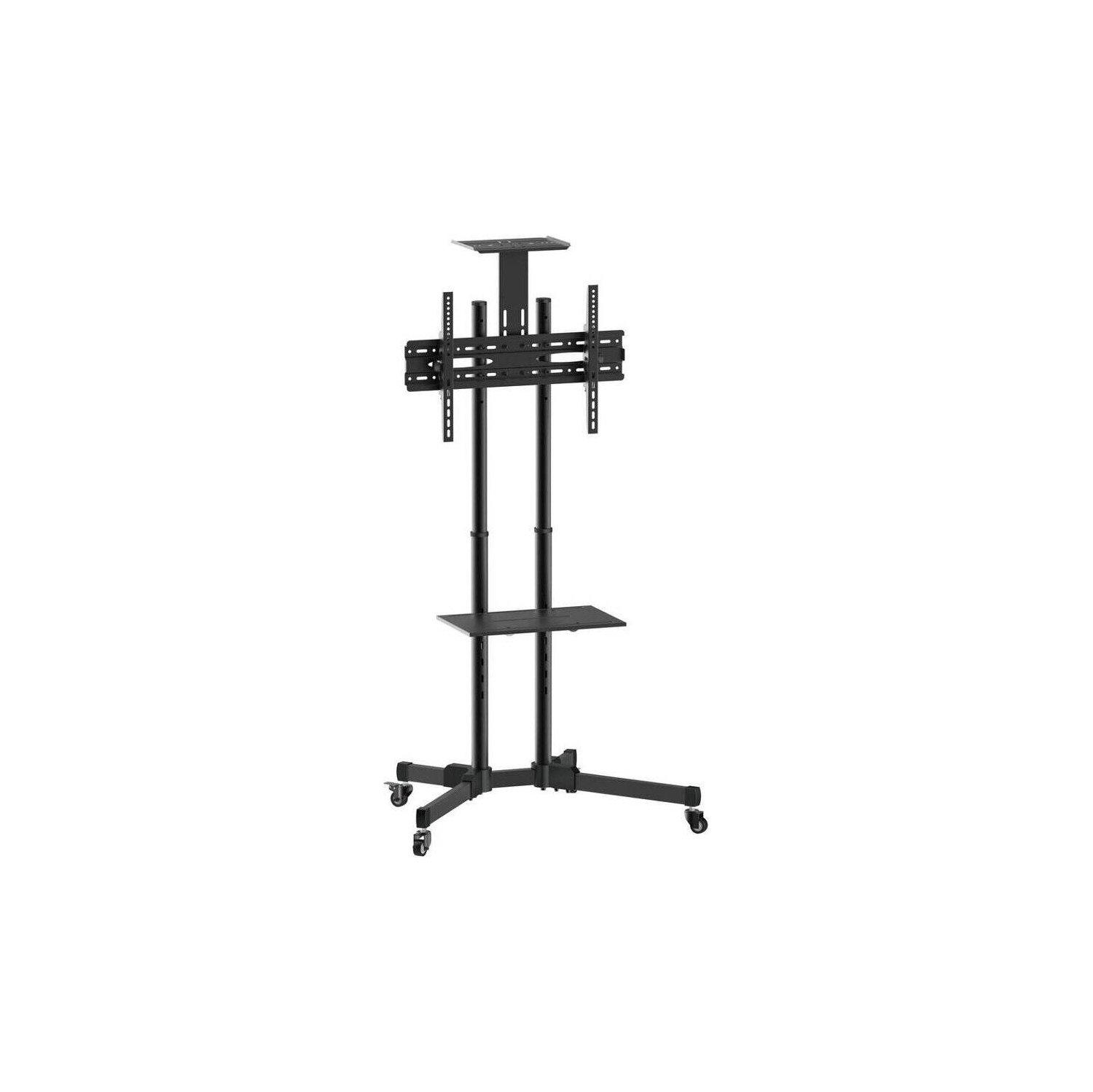 SecurLink 37"-70" Versatile & Compact TV Cart TV Mount Up to 50KG(100LB) with Camera Shelf, Weight Up to 10kg & DVD/AV Shelf